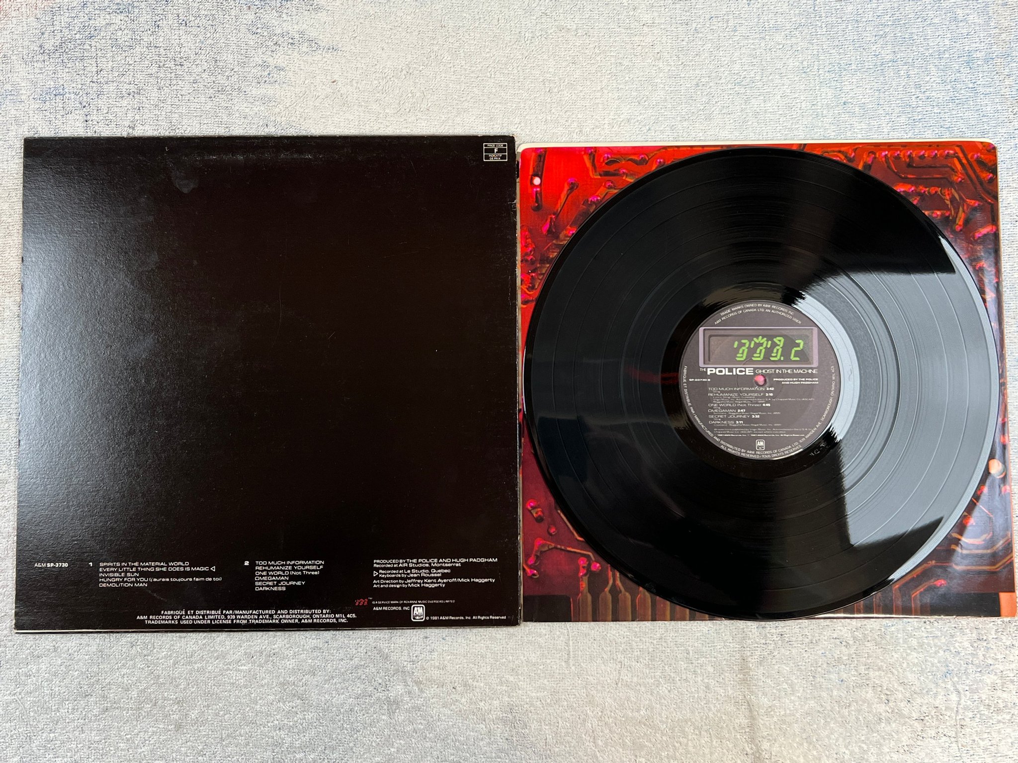 Omslagsbild för skivan THE POLICE ghost in the machine LP -81 Can A&M SP-03730