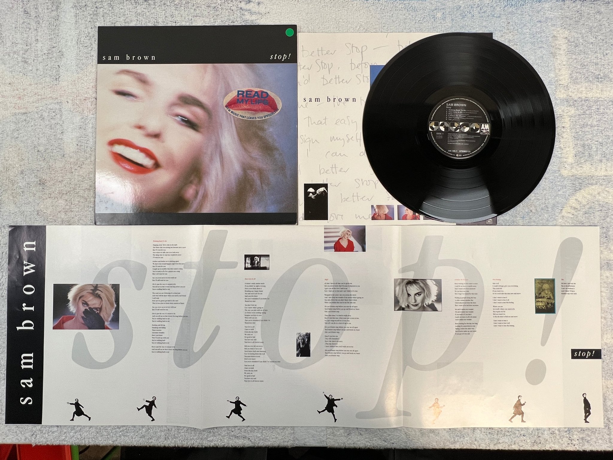 Omslagsbild för skivan SAM BROWN stop! LP -88 A&M  395 195-1 " stop "