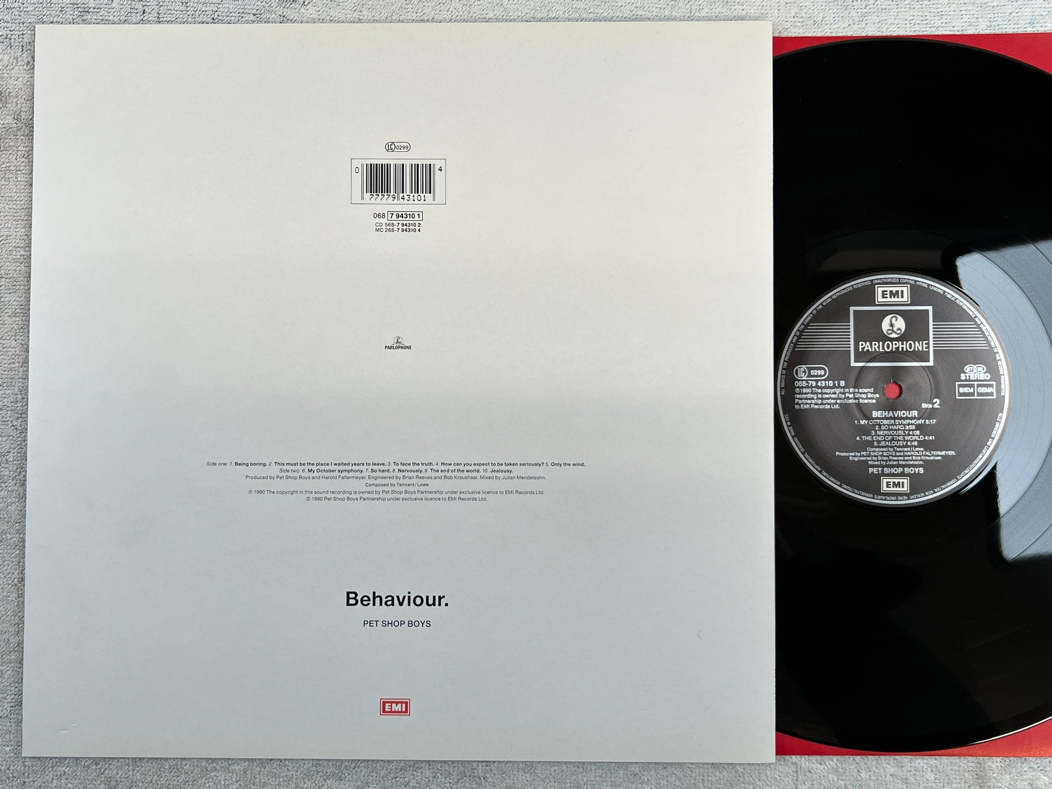 Omslagsbild för skivan PET SHOP BOYS behaviour LP -90 EMI/PARLOPHONE 068-7943101