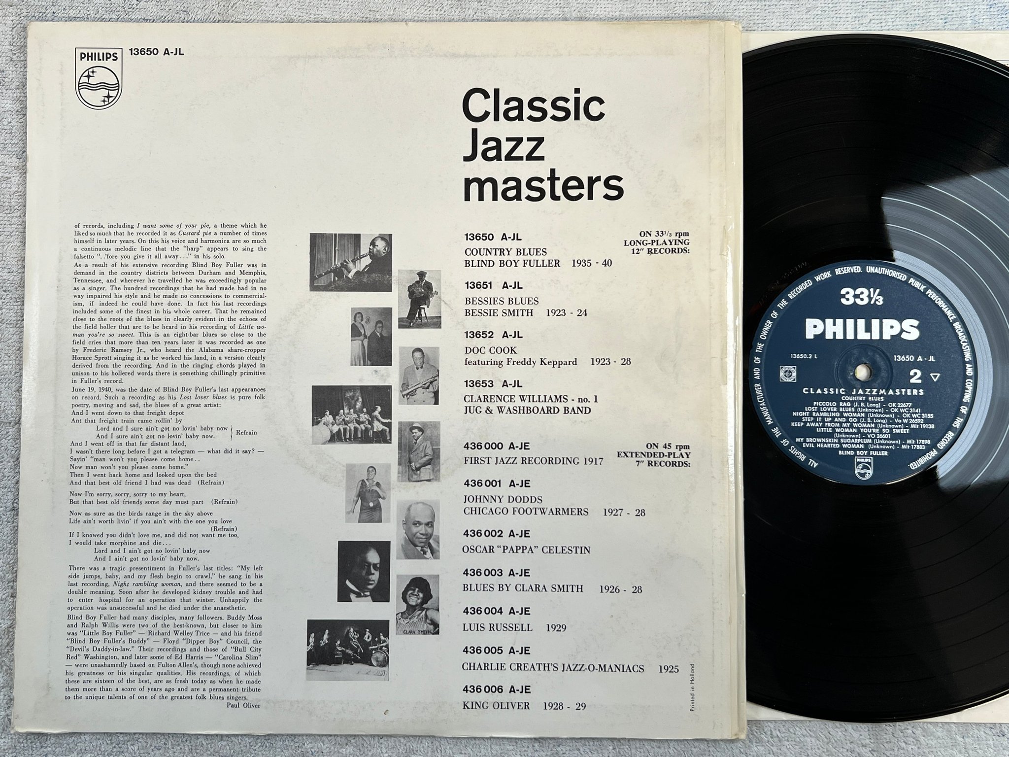 Omslagsbild för skivan BLIND BOY FULLER country blues 1935-1940 LP Hol PHILIPS 13650 A-JL   BLIND BOY F