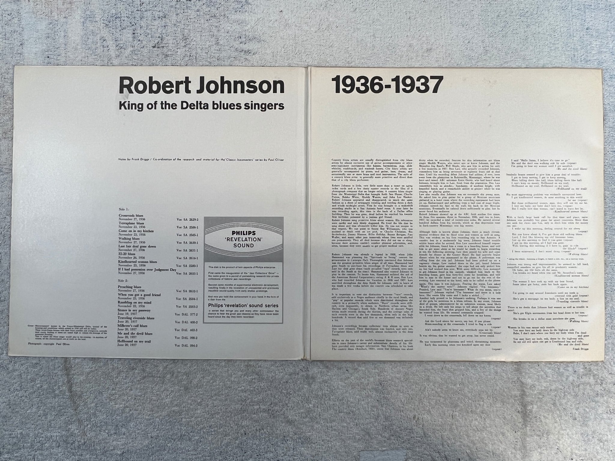 Omslagsbild för skivan ROBERT JOHNSON 1936-1937 LP -62 Hol PHILIPS 13655 A-JL