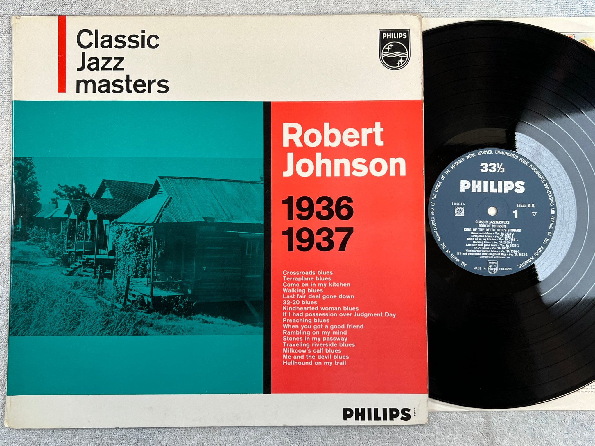Omslagsbild för skivan ROBERT JOHNSON 1936-1937 LP -62 Hol PHILIPS 13655 A-JL