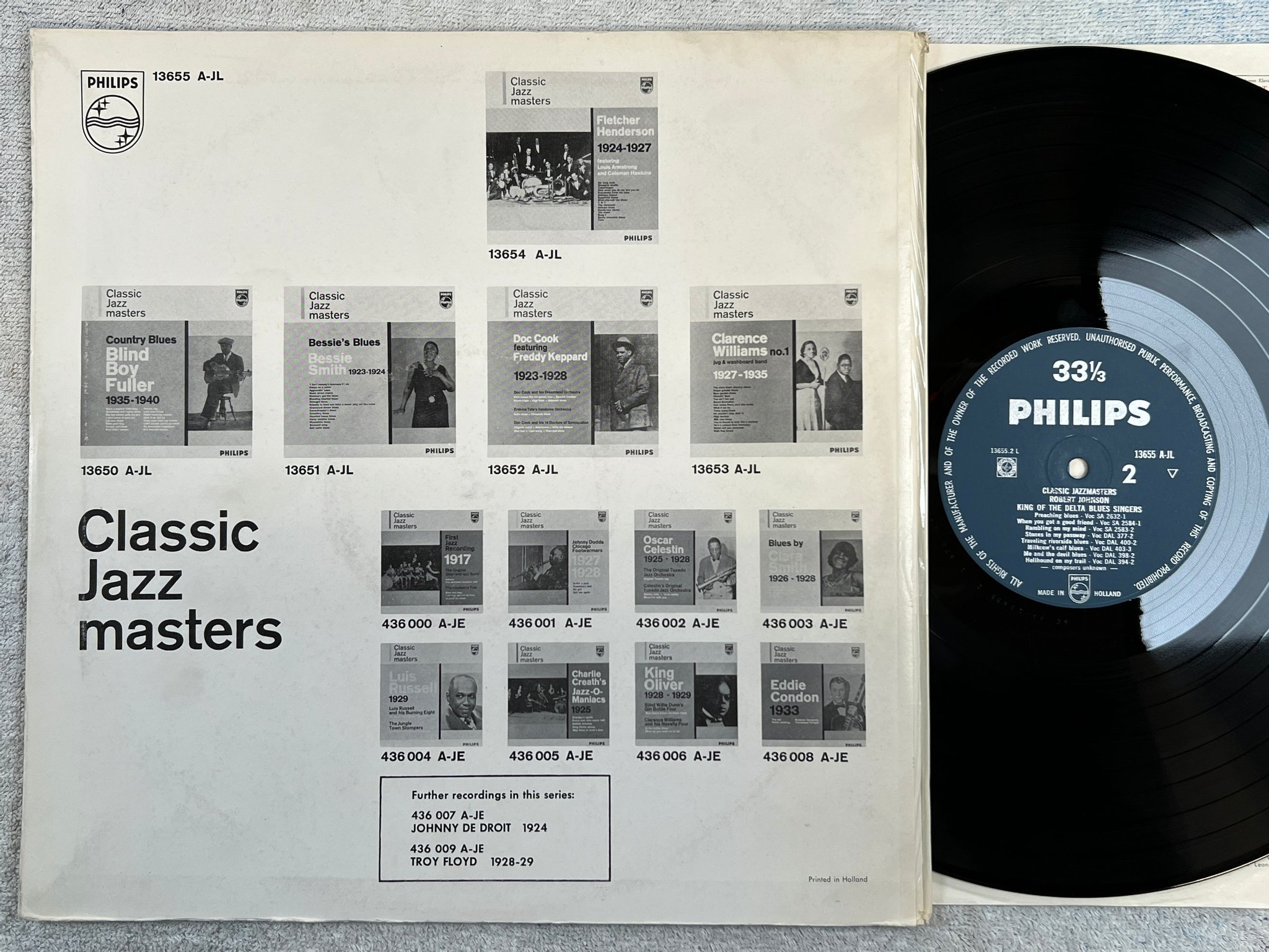 Omslagsbild för skivan ROBERT JOHNSON 1936-1937 LP -62 Hol PHILIPS 13655 A-JL