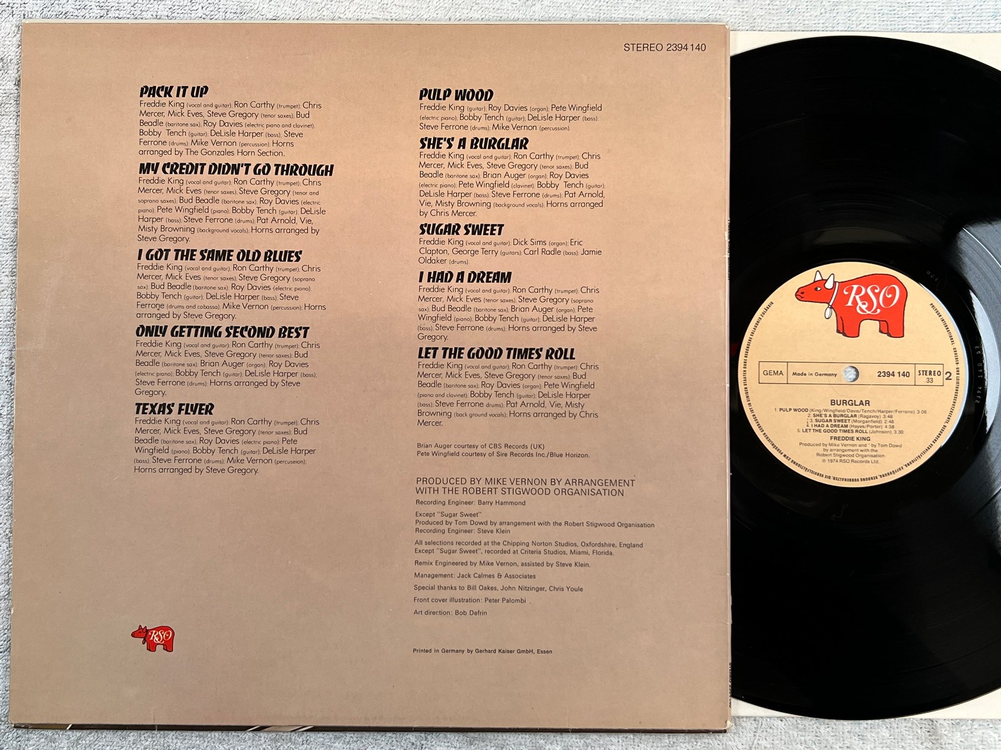 Omslagsbild för skivan FREDDIE KING burglar LP -74 Ger RSO 2394140