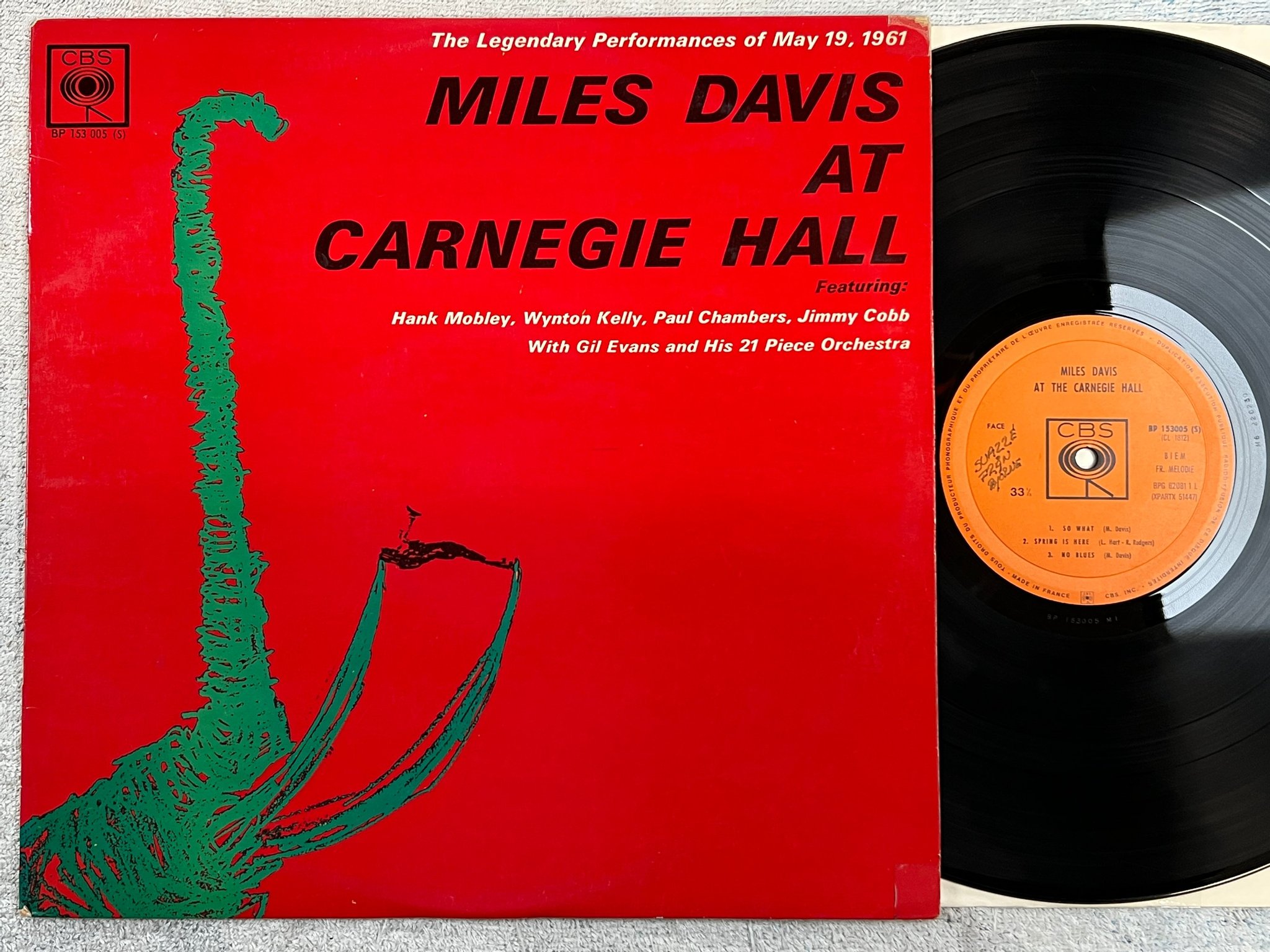 Omslagsbild för skivan MILES DAVIS at the Carnegie Hall LP Fra CBS BP 153005