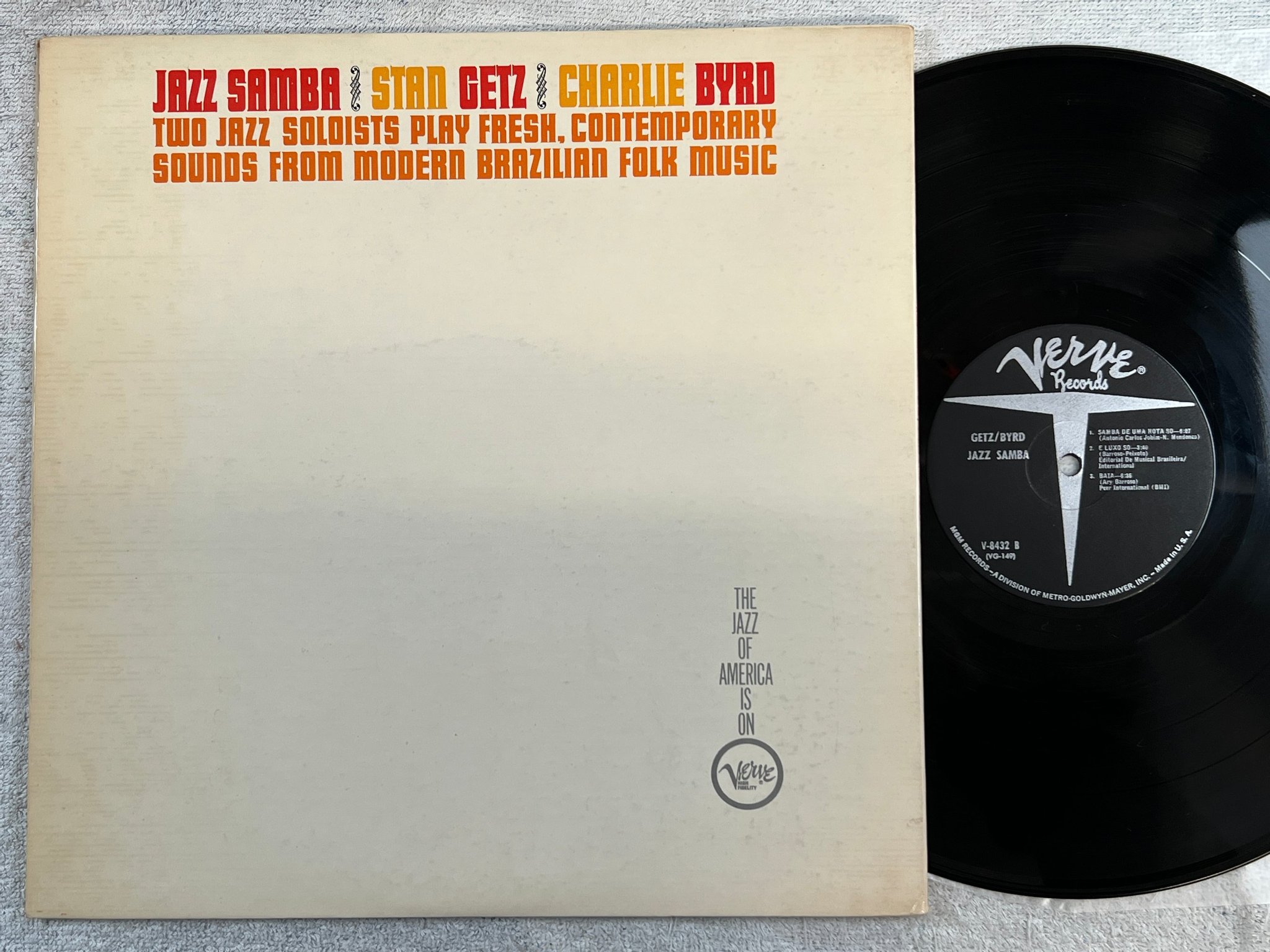 Omslagsbild för skivan STAN GETZ / CHARLIE BYRD jazz samba LP US VERVE V-8432