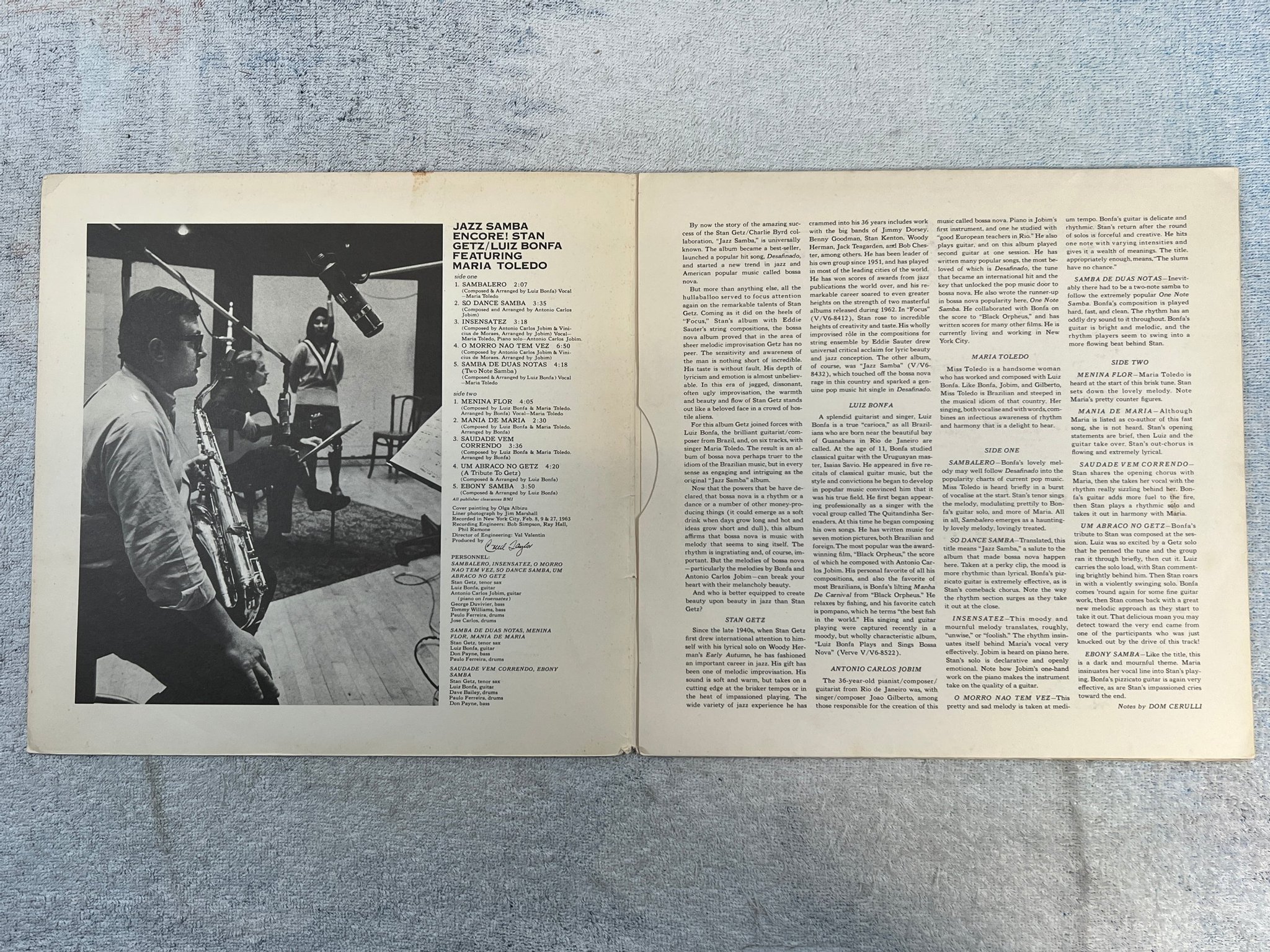 Omslagsbild för skivan STAN GETZ jazz samba encore LP US VERVE V6-8523