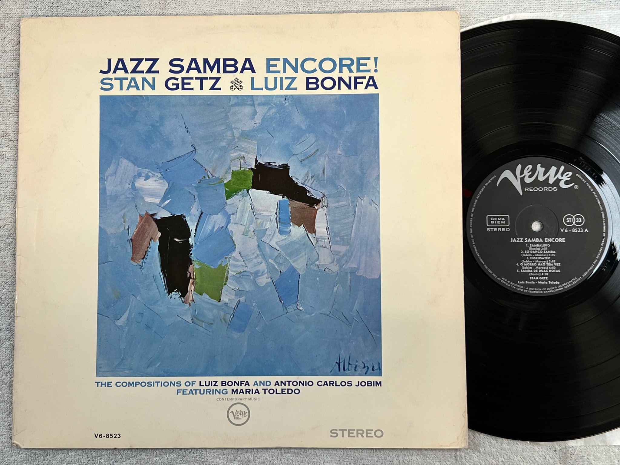 Omslagsbild för skivan STAN GETZ jazz samba encore LP US VERVE V6-8523