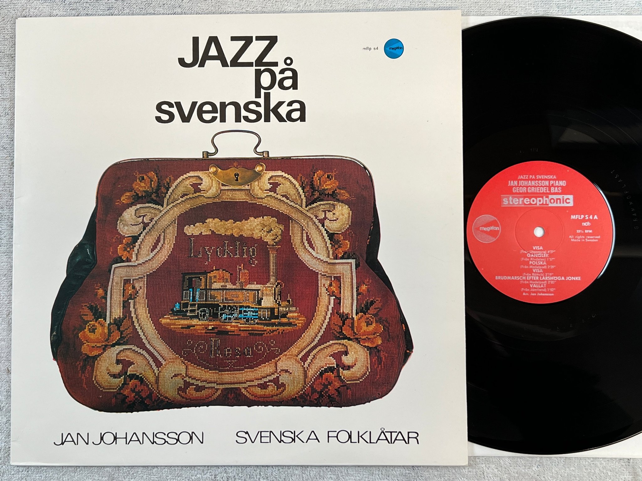 Omslagsbild för skivan JAN JOHANSSON jazz på svenska LP MEGAFON MFLP S4