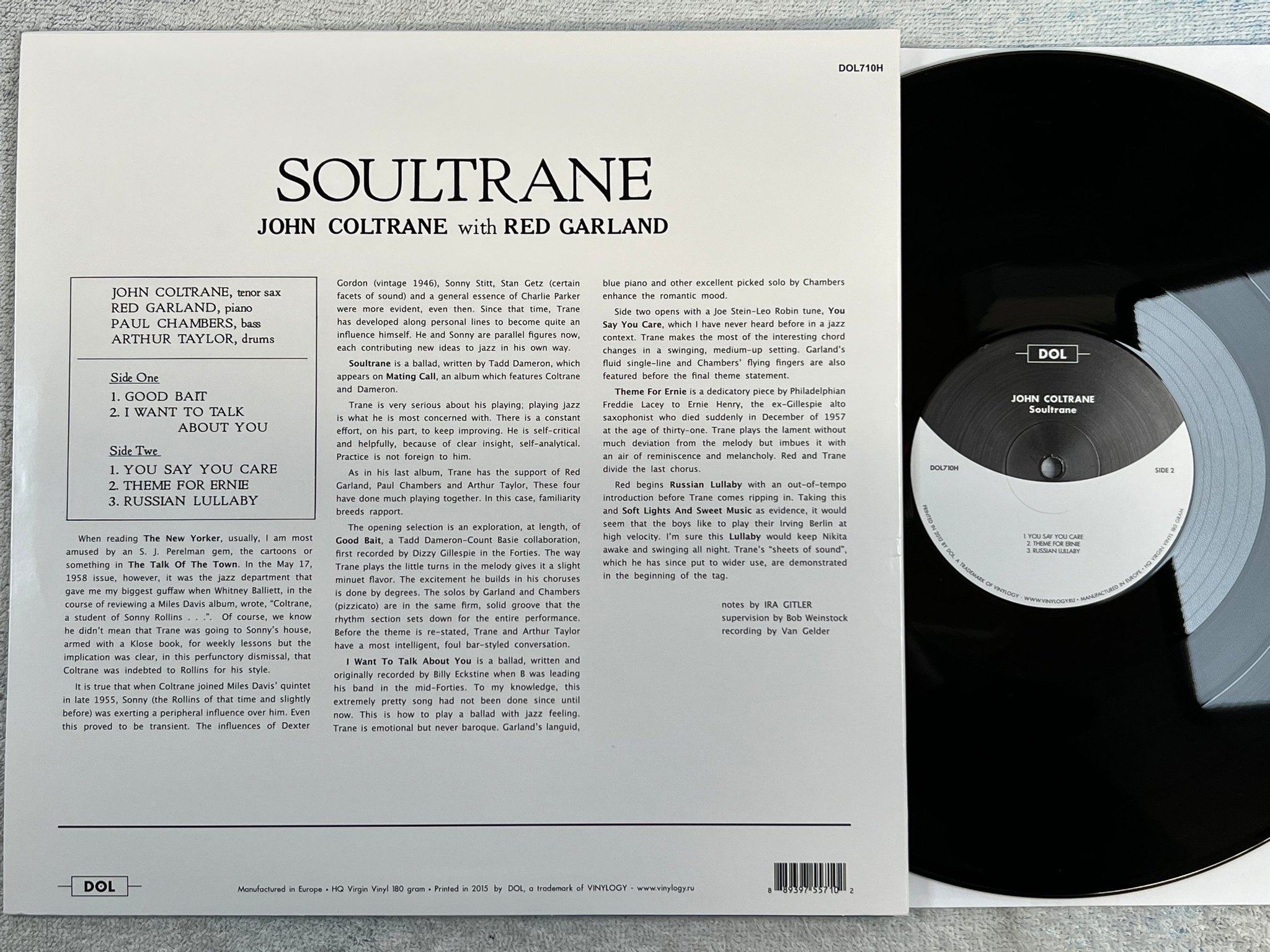 Omslagsbild för skivan JOHN COLTRANE soultrane LP EU re DOL DOL710H