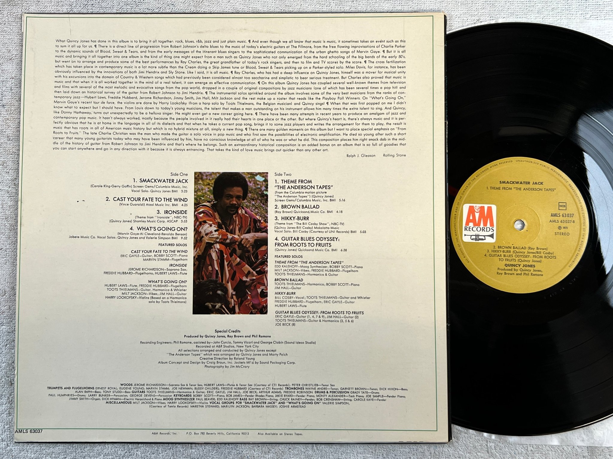 Omslagsbild för skivan QUINCY JONES smackwater jack LP -71 ncb A&M AMLS 63037