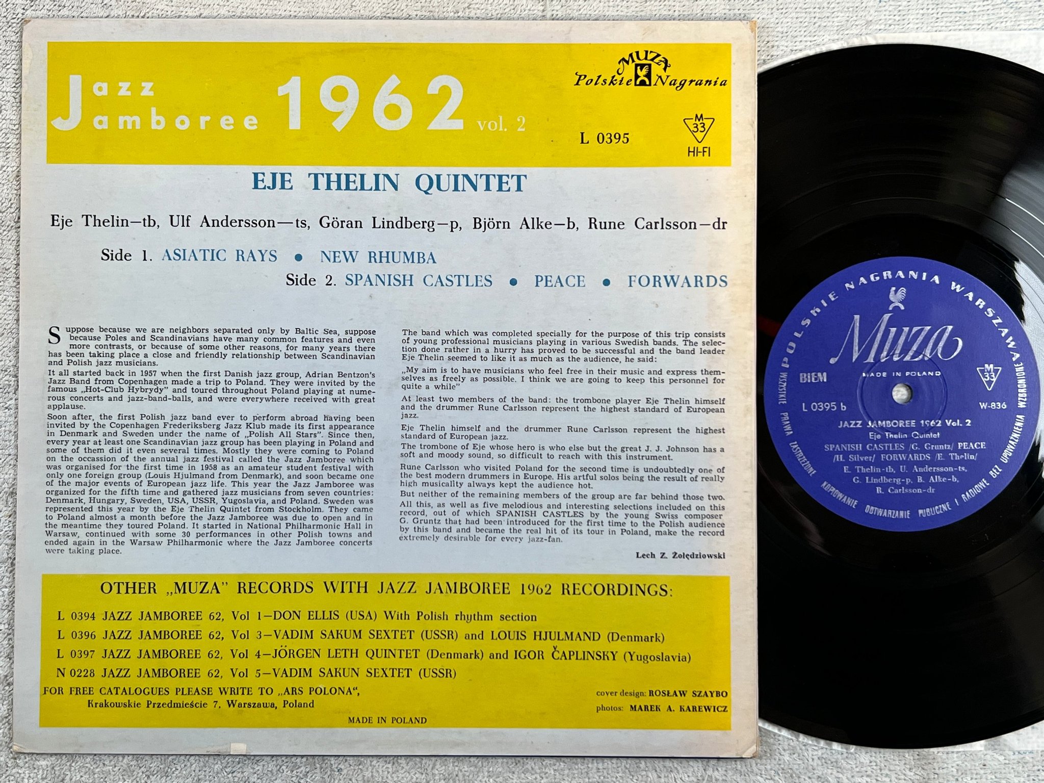 Omslagsbild för skivan EJE THELIN QUINTET jazz jamboree vol 2 10"LP MUZA L 0395 rare ! ! 