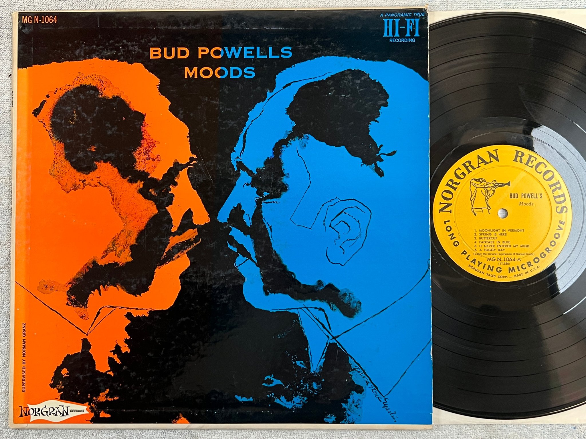 Omslagsbild för skivan BUD POWELL 'S moods LP -55 US NORGRAN MG N-1064 