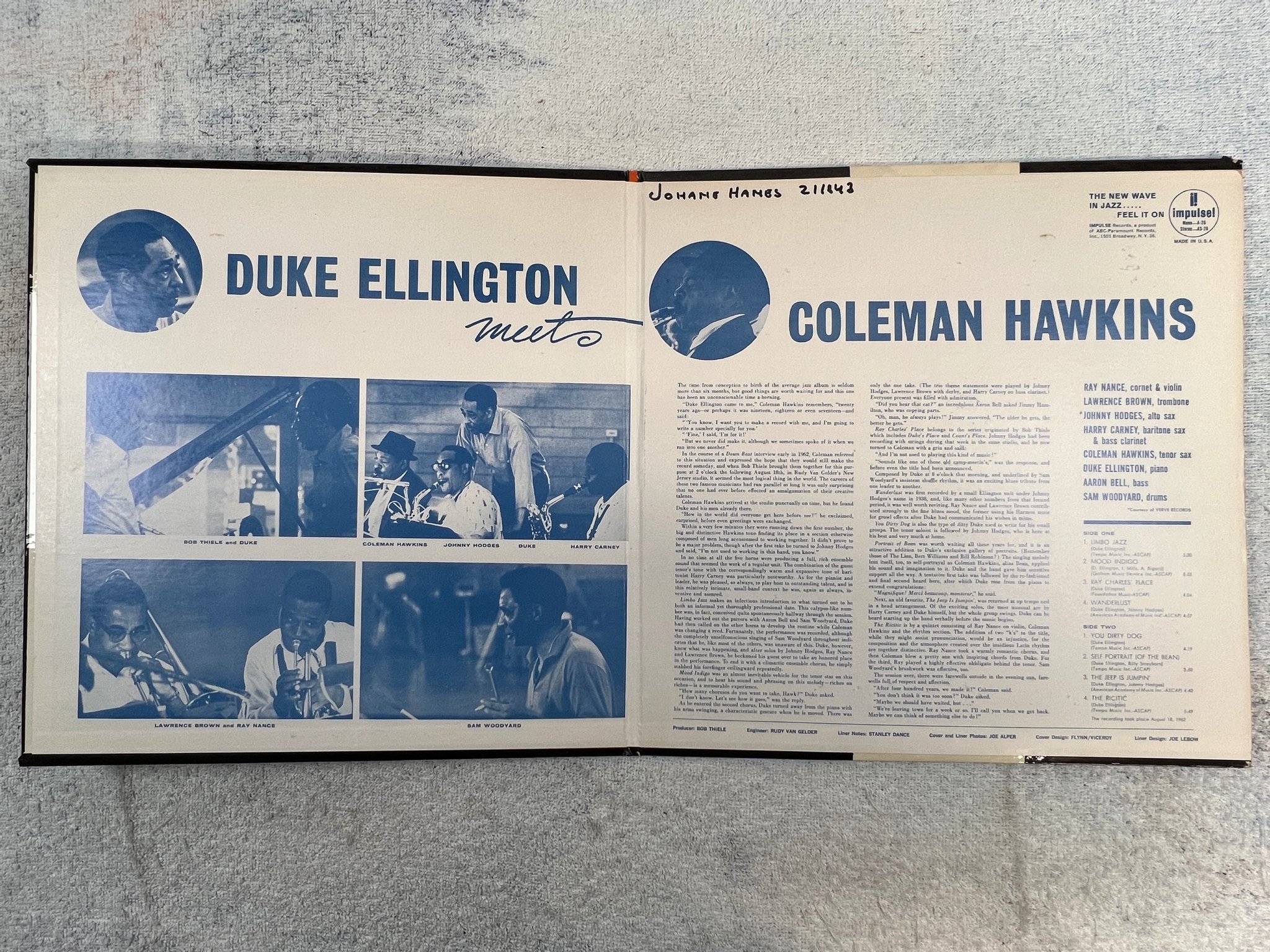 Omslagsbild för skivan DUKE ELLINGTON meets COLEMAN HAWKINS LP -63 US IMPULSE A-26