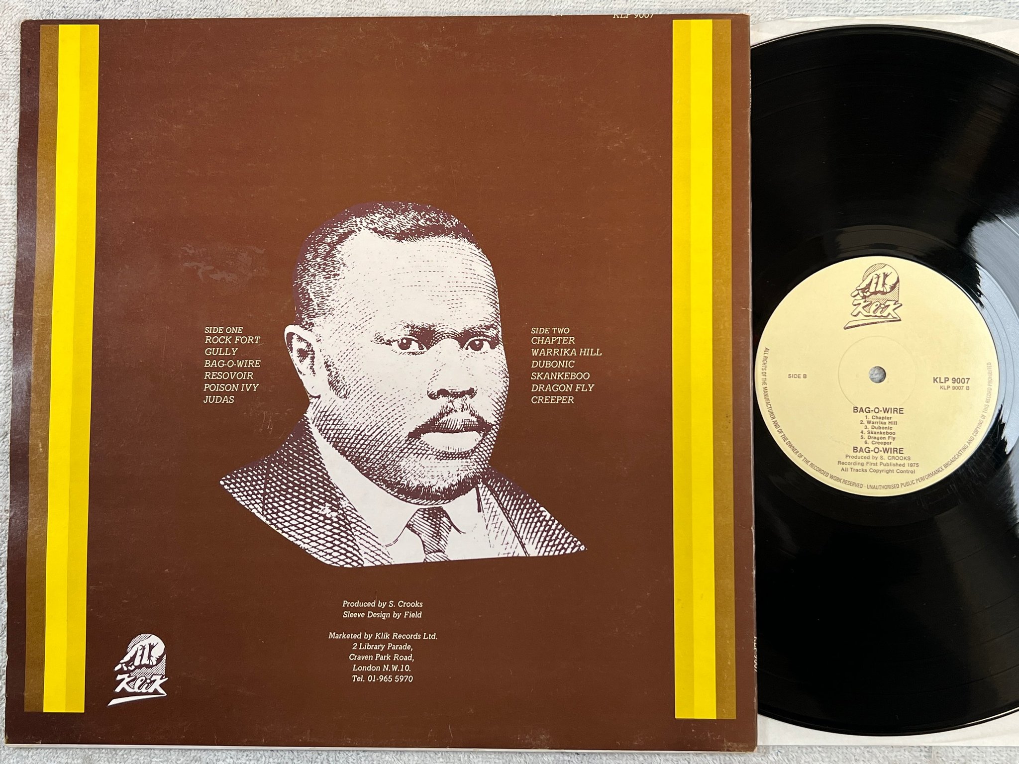 Omslagsbild för skivan BAG-O-WIRE s/t LP -75 UK KLIK KLP 9007 roots reggae 