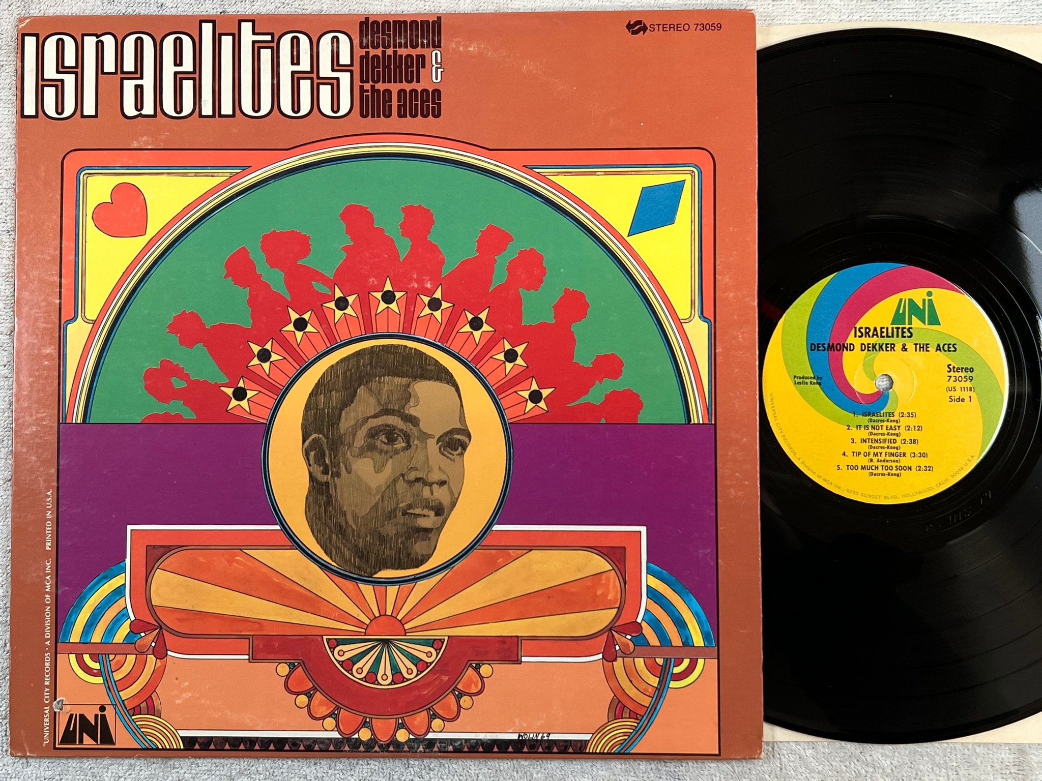 Omslagsbild för skivan DESMOND DEKKER & THE ACES israelites LP -69 US UNI 73059 