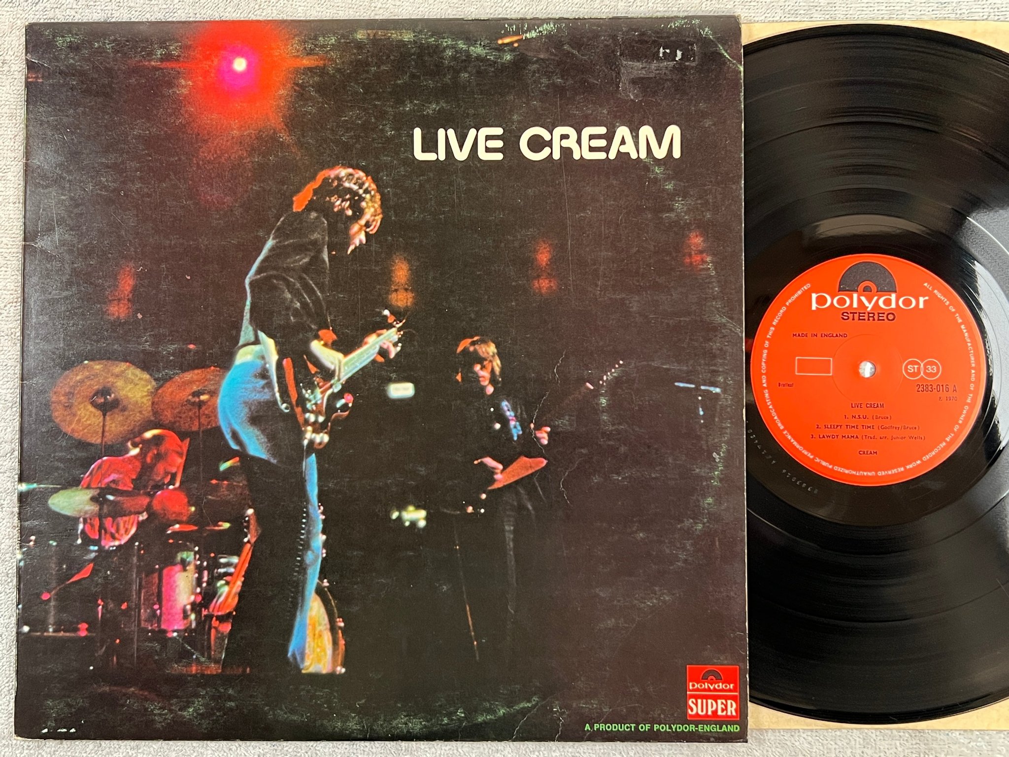 Omslagsbild för skivan CREAM live cream LP -70 UK POLYDOR 2383-016 