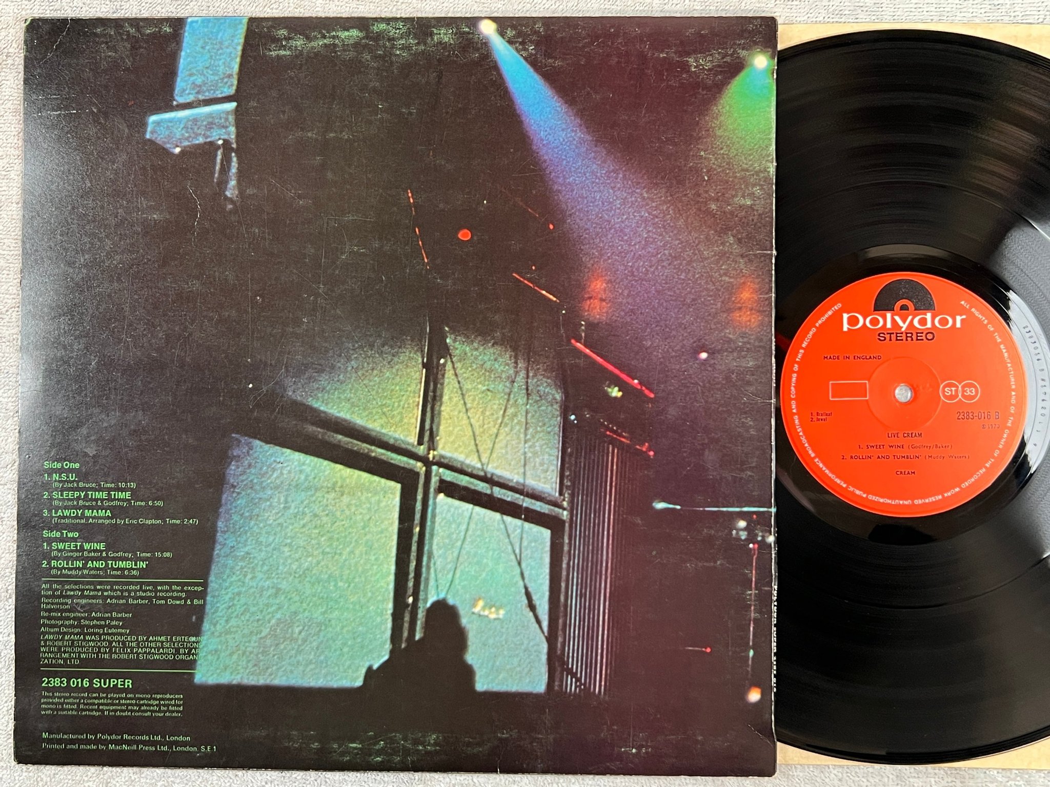 Omslagsbild för skivan CREAM live cream LP -70 UK POLYDOR 2383-016 