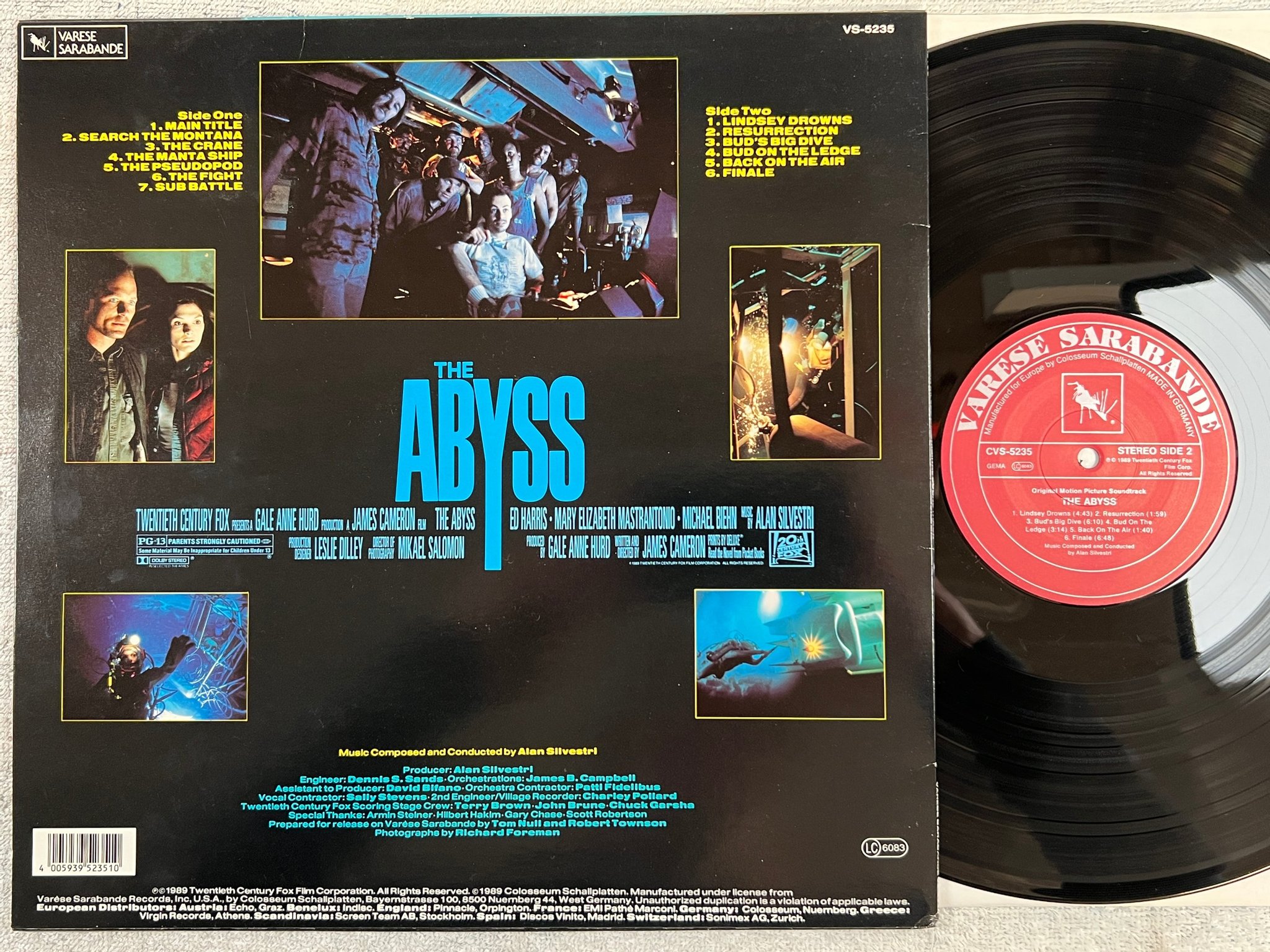Omslagsbild för skivan THE ABYSS soundtrack LP -89 Ger VARESE SARABANDE CVS 5235