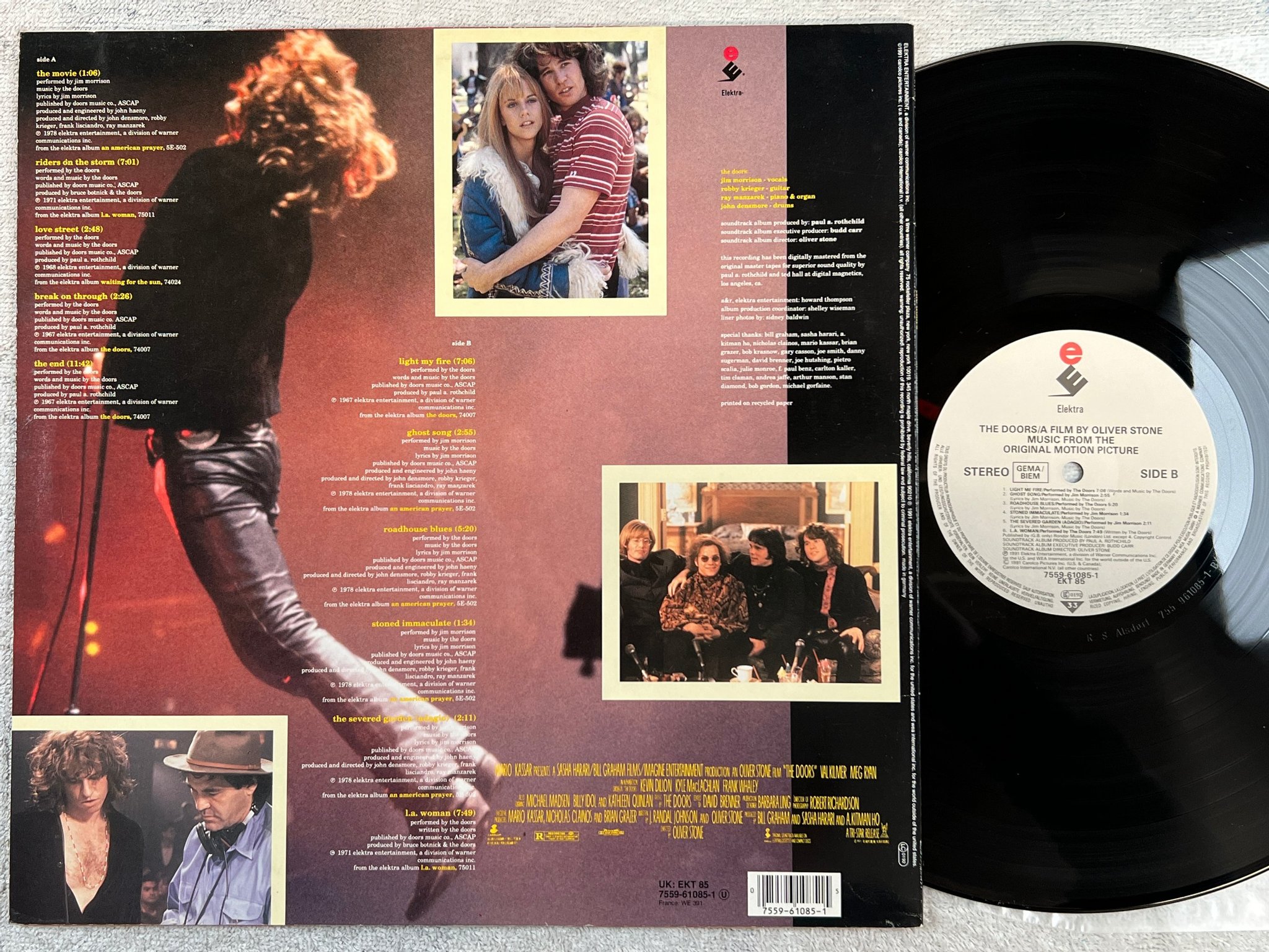 Omslagsbild för skivan THE DOORS Oliver Stone / soundtrack LP -91 Ger ELEKTRA 7559-61085-1