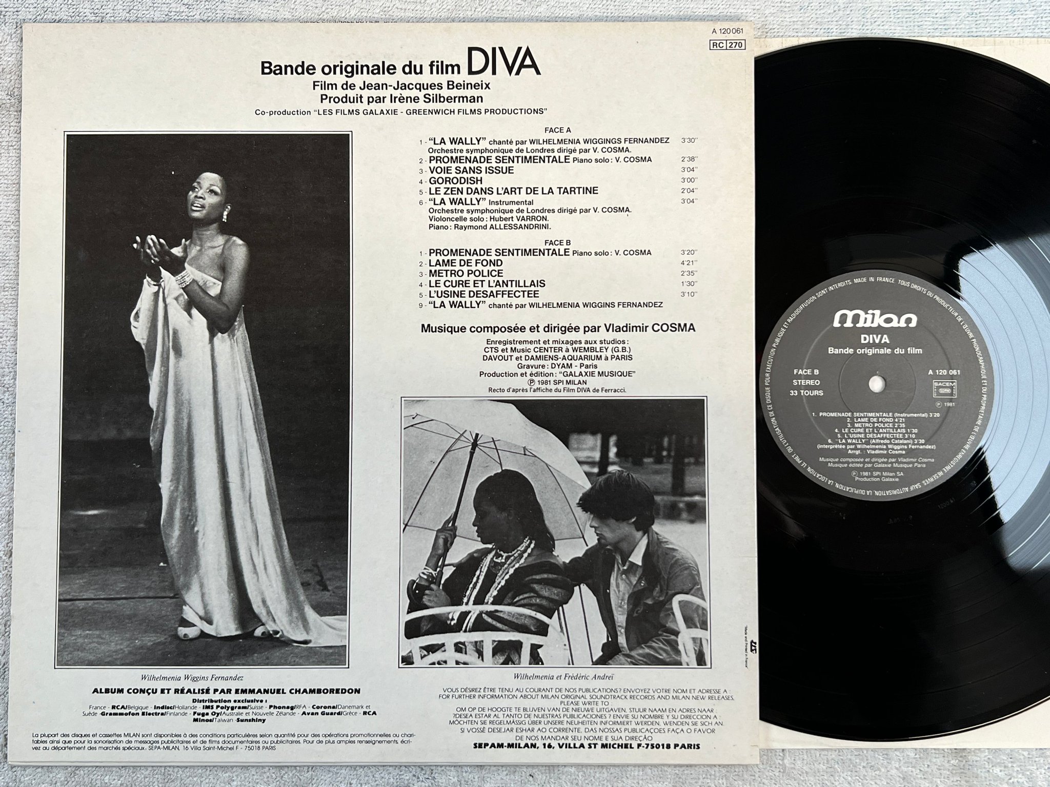 Omslagsbild för skivan DIVA soundtrack LP -81 Fra MILAN A 120061