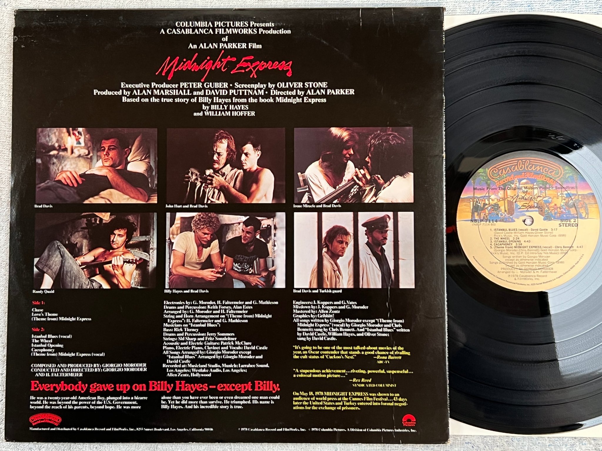 Omslagsbild för skivan MIDNIGHT EXPRESS soundtrack LP -78 US CASABLANCA NBLP 7114