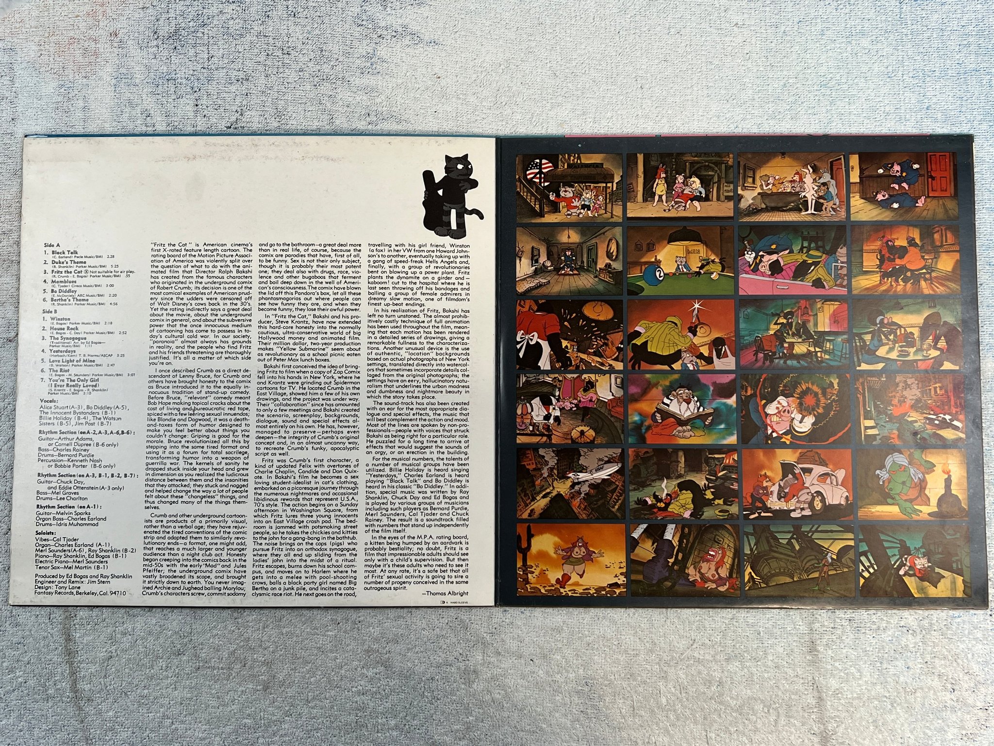 Omslagsbild för skivan FRITZ THE CAT soundtrack LP -72 Hol FANTASY F 9406
