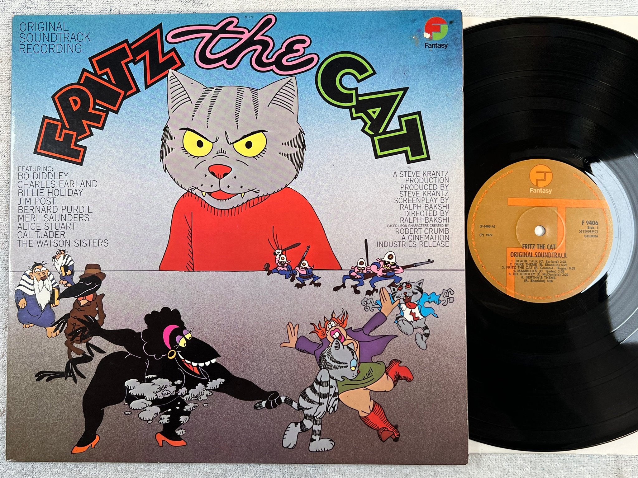 Omslagsbild för skivan FRITZ THE CAT soundtrack LP -72 Hol FANTASY F 9406