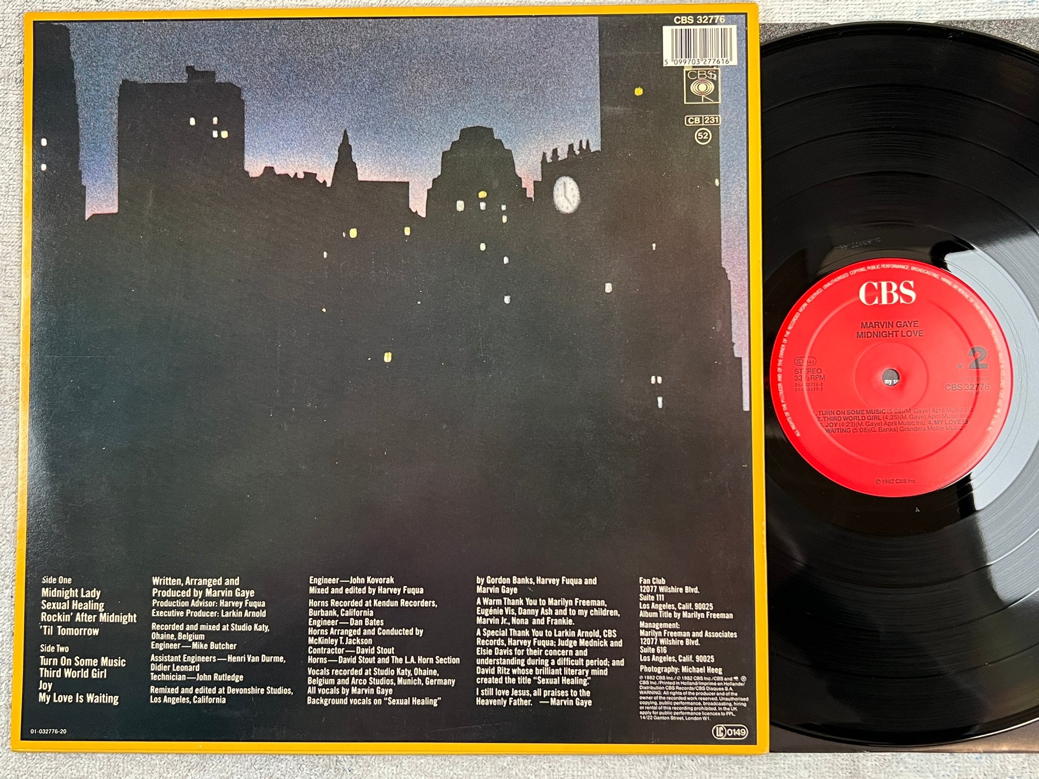Omslagsbild för skivan MARVIN GAYE midnight love LP -82 Hol CBS 32776