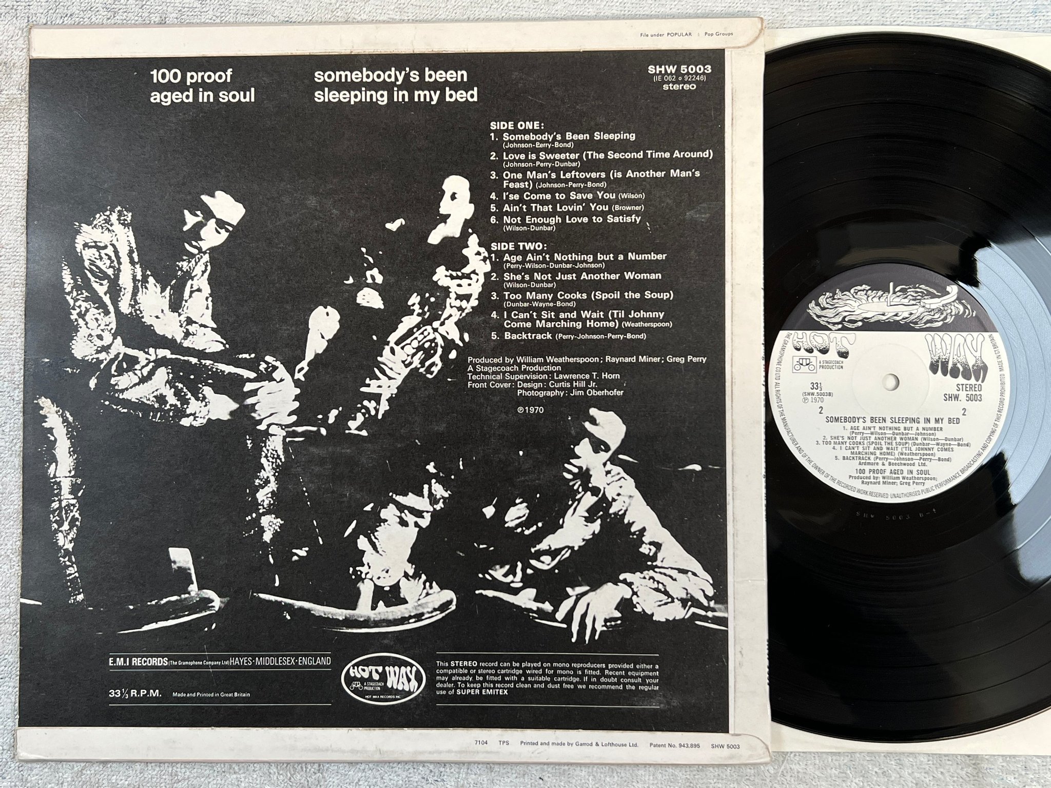 Omslagsbild för skivan 100 PROOF AGED IN SOUL Somebody's Been Sleeping In My Bed LP -71 UK HOT WAX 