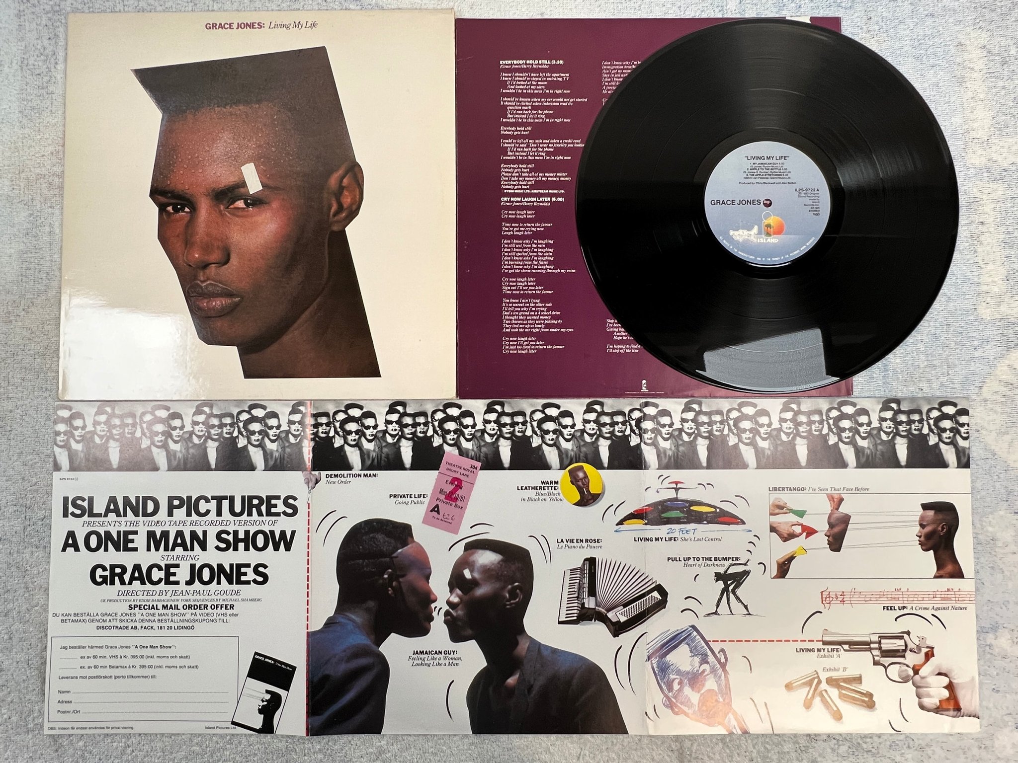 Omslagsbild för skivan GRACE JONES living my life LP -82 ncb ISLAND ILPS 9722