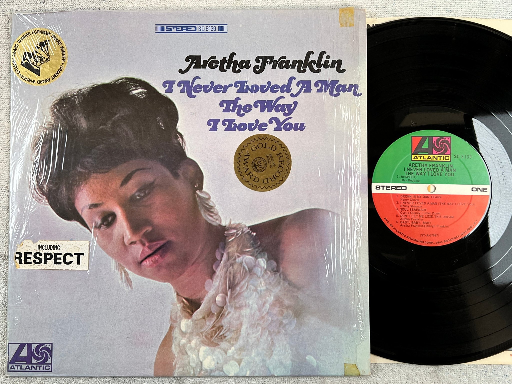 Omslagsbild för skivan ARETHA FRANKLIN I never loved a man... LP -67 US ATLANTIC SD 8139 