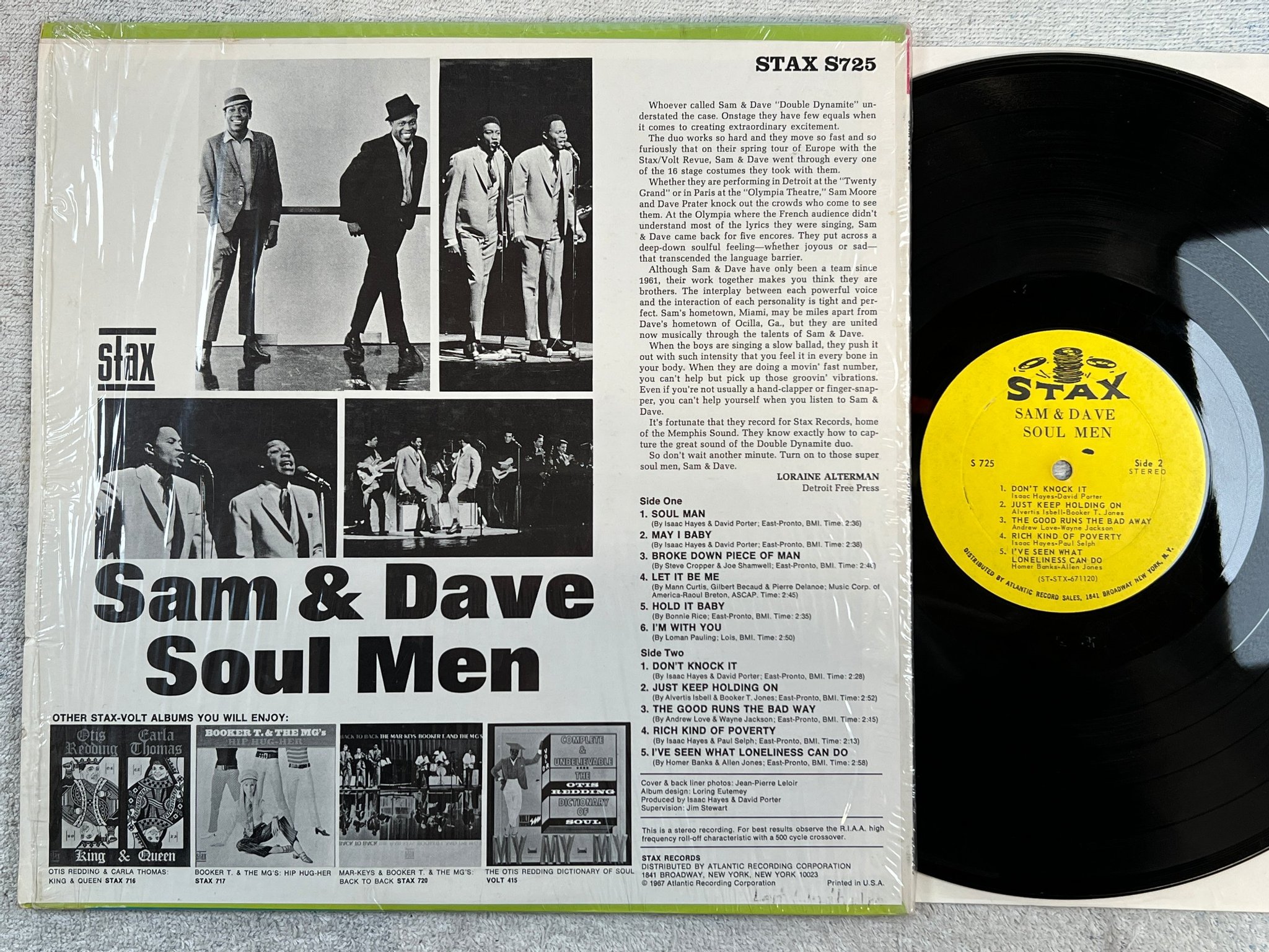 Omslagsbild för skivan SAM & DAVE soul men LP -67 US STAX S 725 