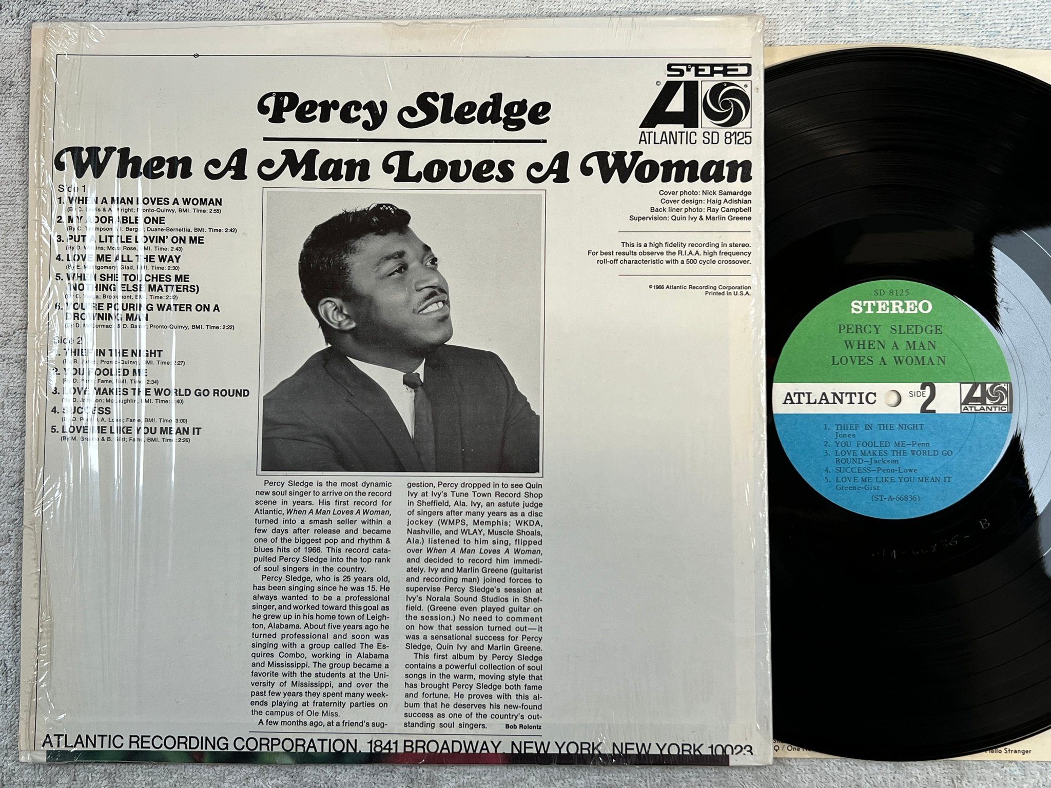 Omslagsbild för skivan PERCY SLEDGE when a man loves a woman LP US ATLANTIC SD 8125