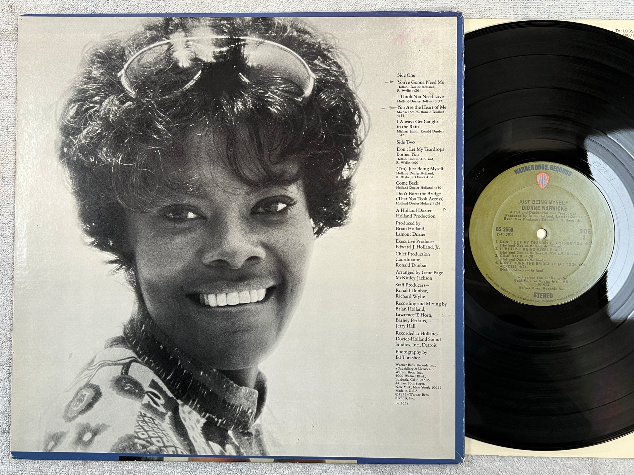 Omslagsbild för skivan DIONNE WARWICKE just being myself LP -73 US WARNER BS 2658 J DILLA SAMPLE ! ! 