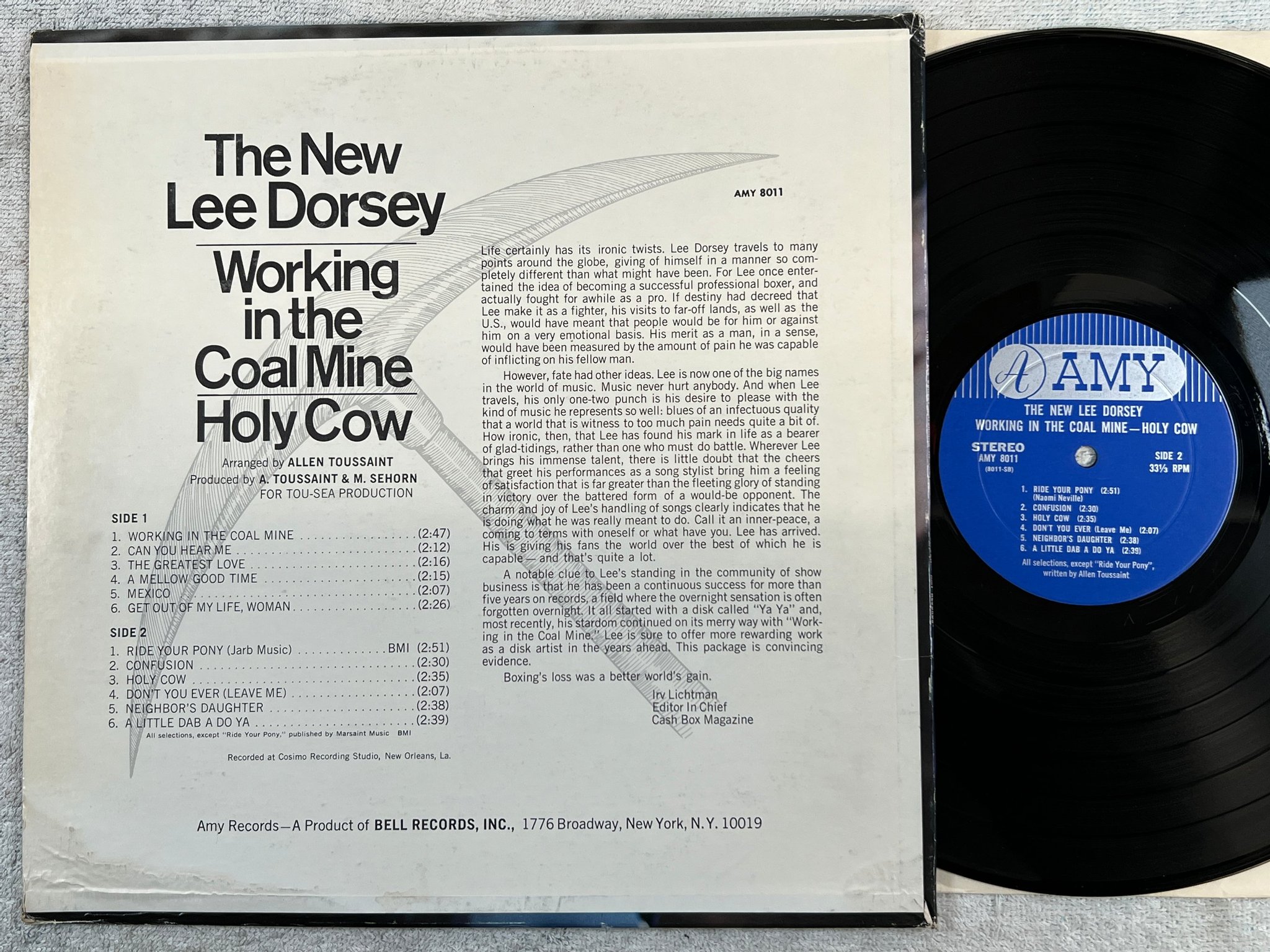 Omslagsbild för skivan THE NEW LEE DORSEY working in the coal mine LP -66 US  AMY 8011