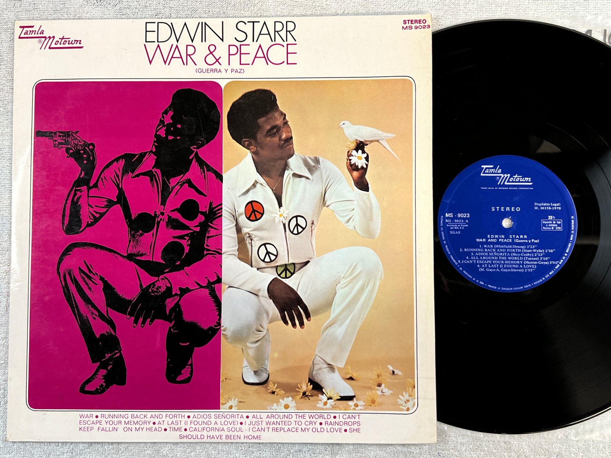 Omslagsbild för skivan EDWIN STARR war and peace LP Spain TAMLA MOTOWN MS 9023