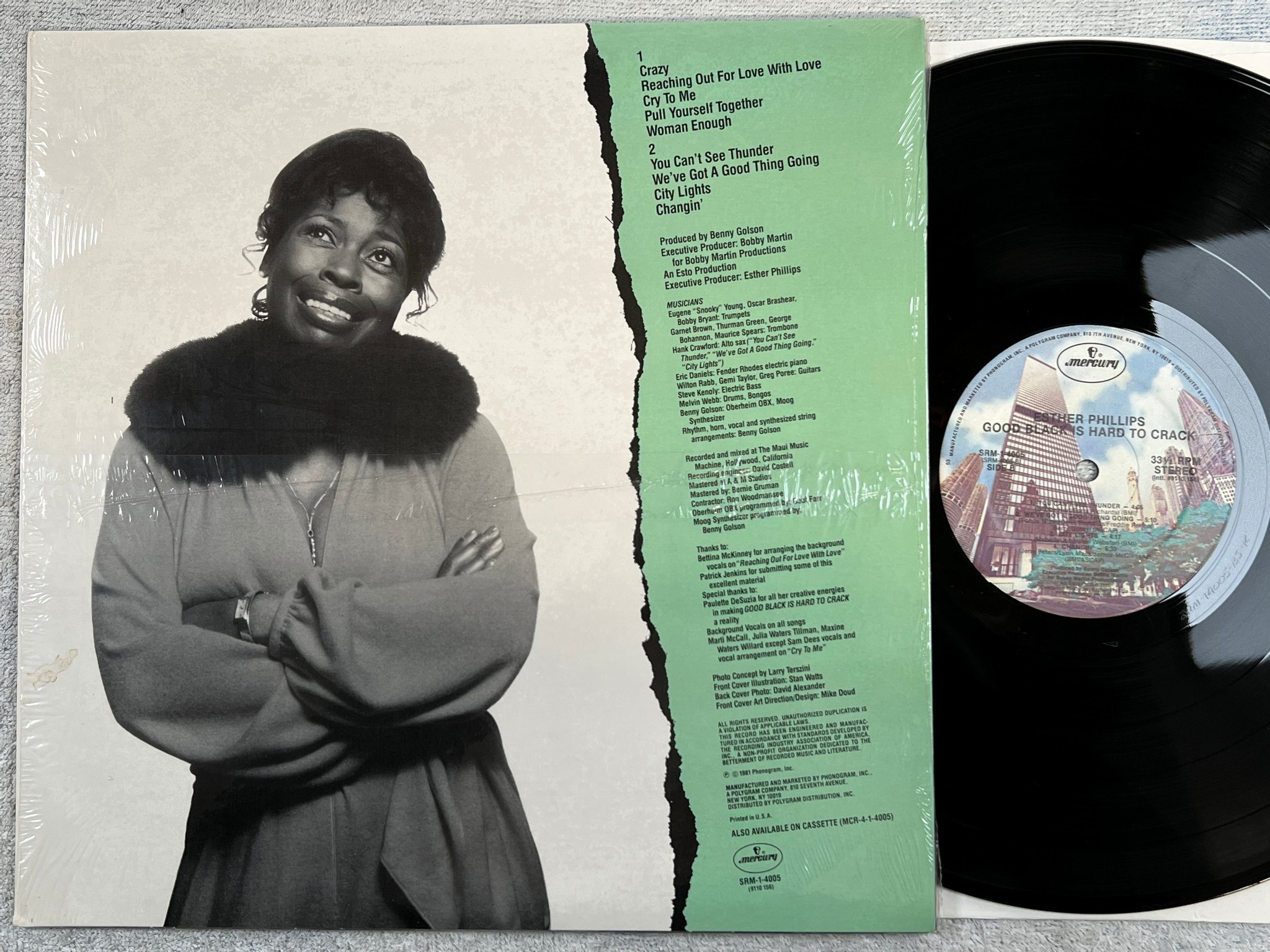 Omslagsbild för skivan ESTHER PHILLIPS good black is hard to crack LP -81 MERCURY SRM1 4005
