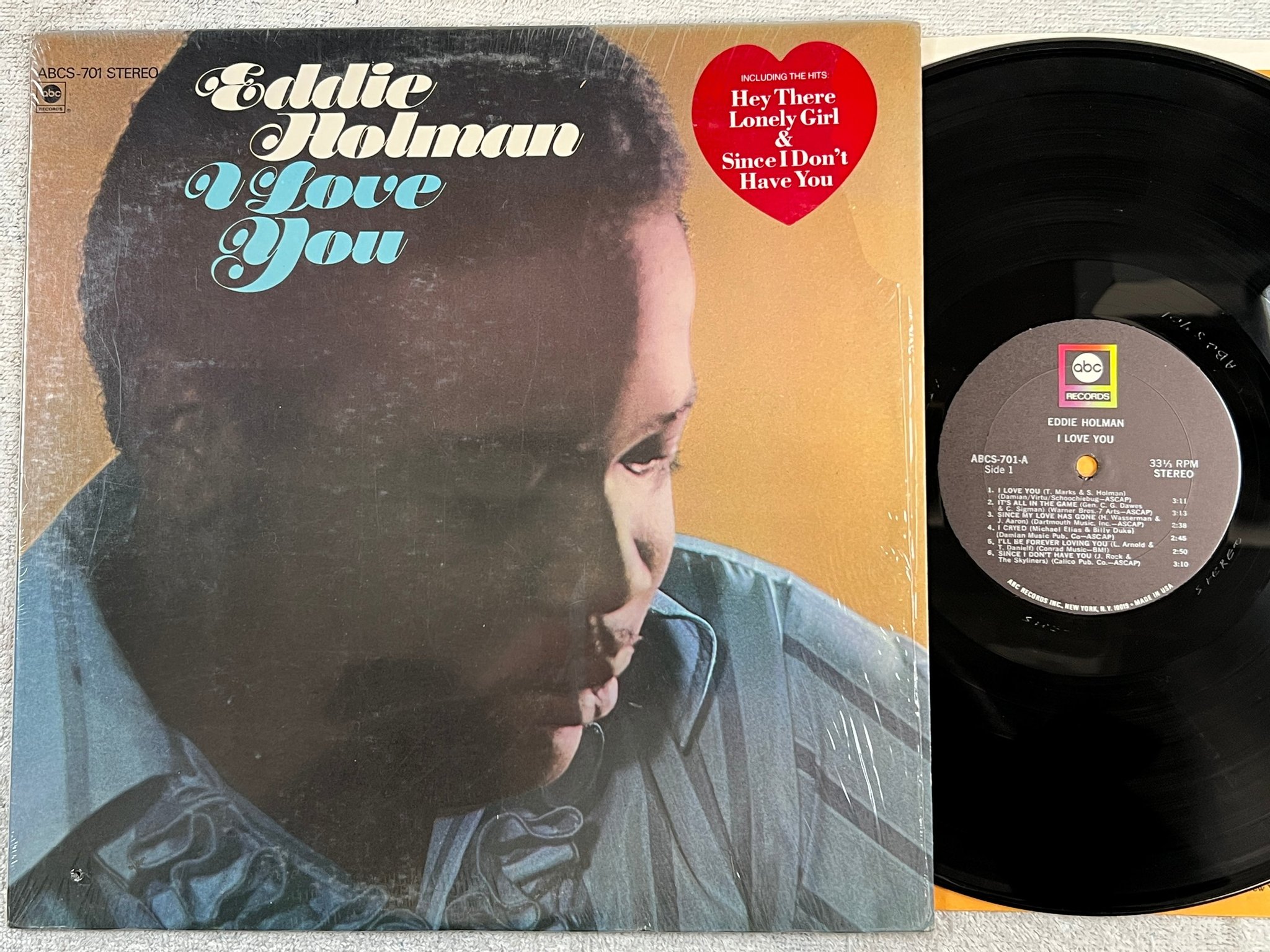 Omslagsbild för skivan EDDIE HOLMAN I love you LP -69 US ABC ABCS-701