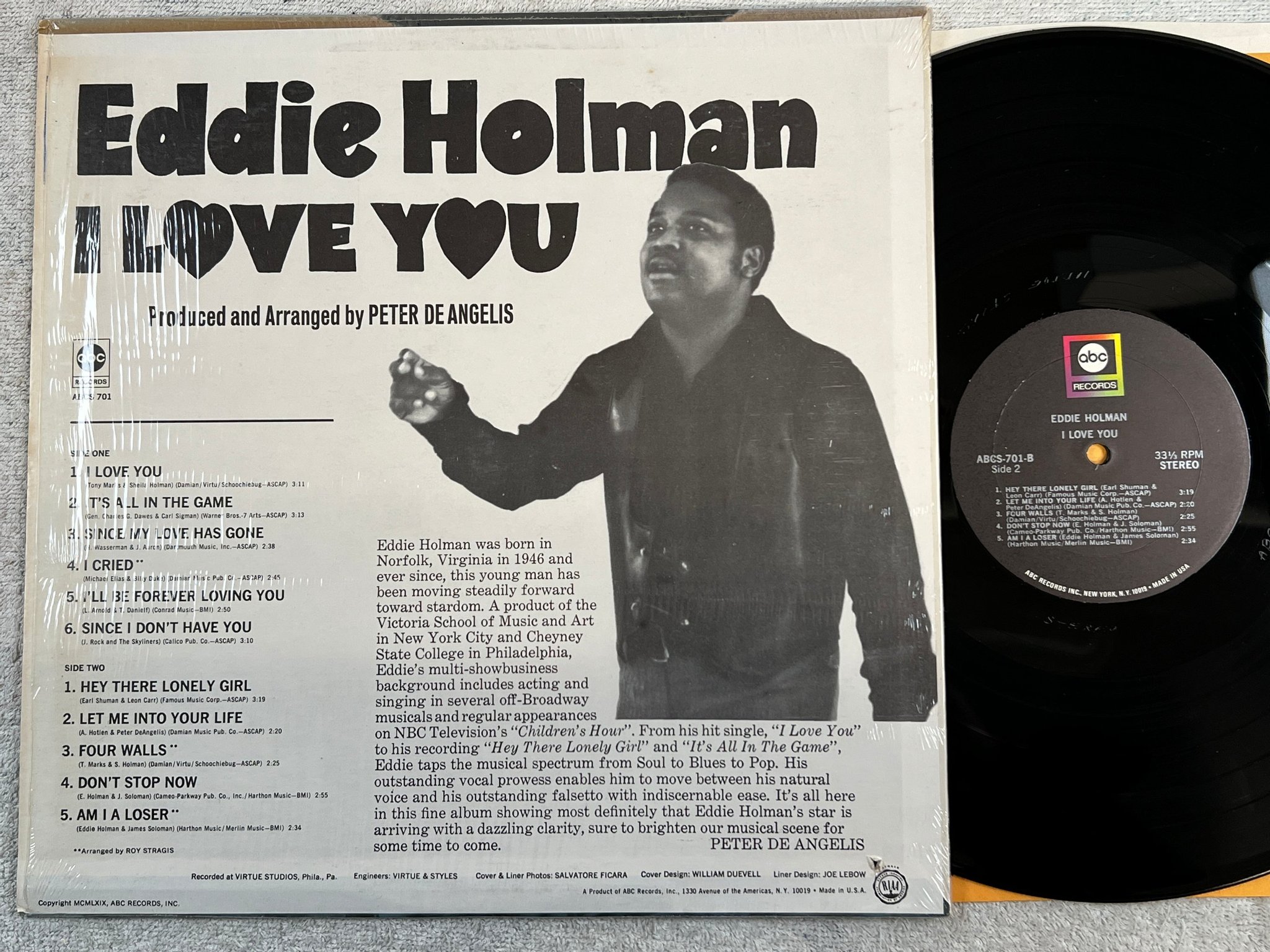Omslagsbild för skivan EDDIE HOLMAN I love you LP -69 US ABC ABCS-701