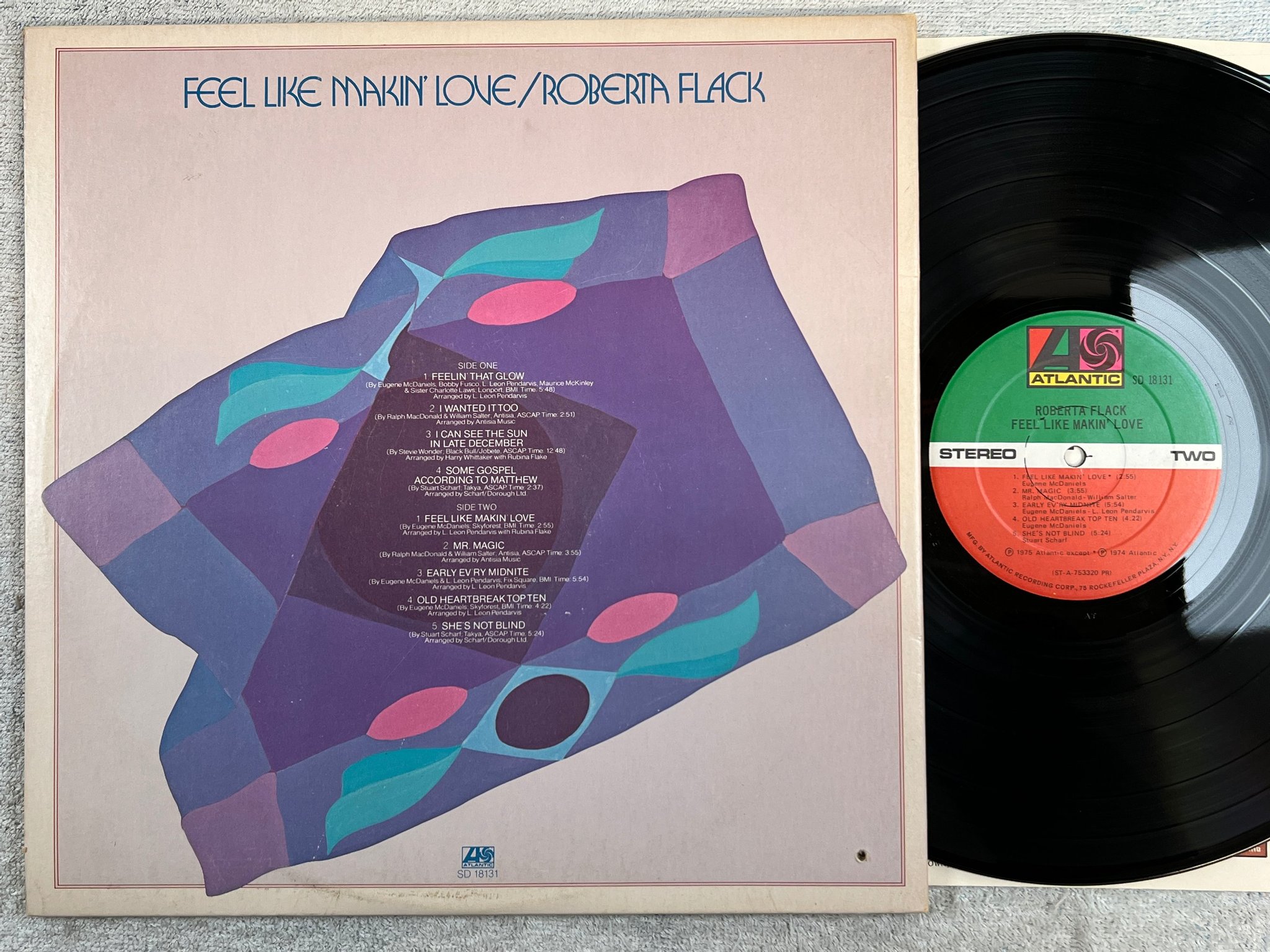 Omslagsbild för skivan ROBERTA FLACK feel like makin' loe LP -75 US ATLANTIC SD 18131