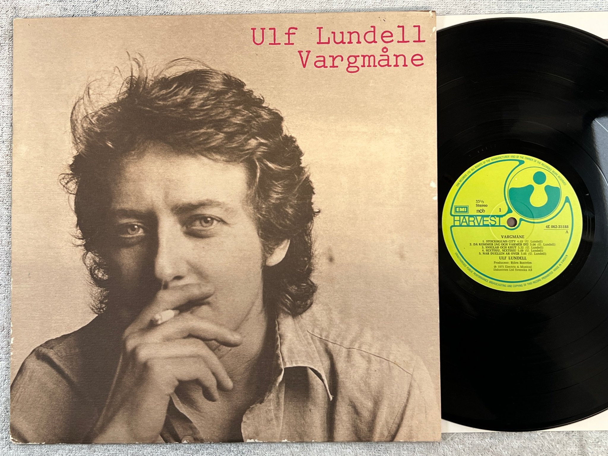 Omslagsbild för skivan ULF LUNDELL vargmåne LP -75 ncb HARVEST 4E 062-35188