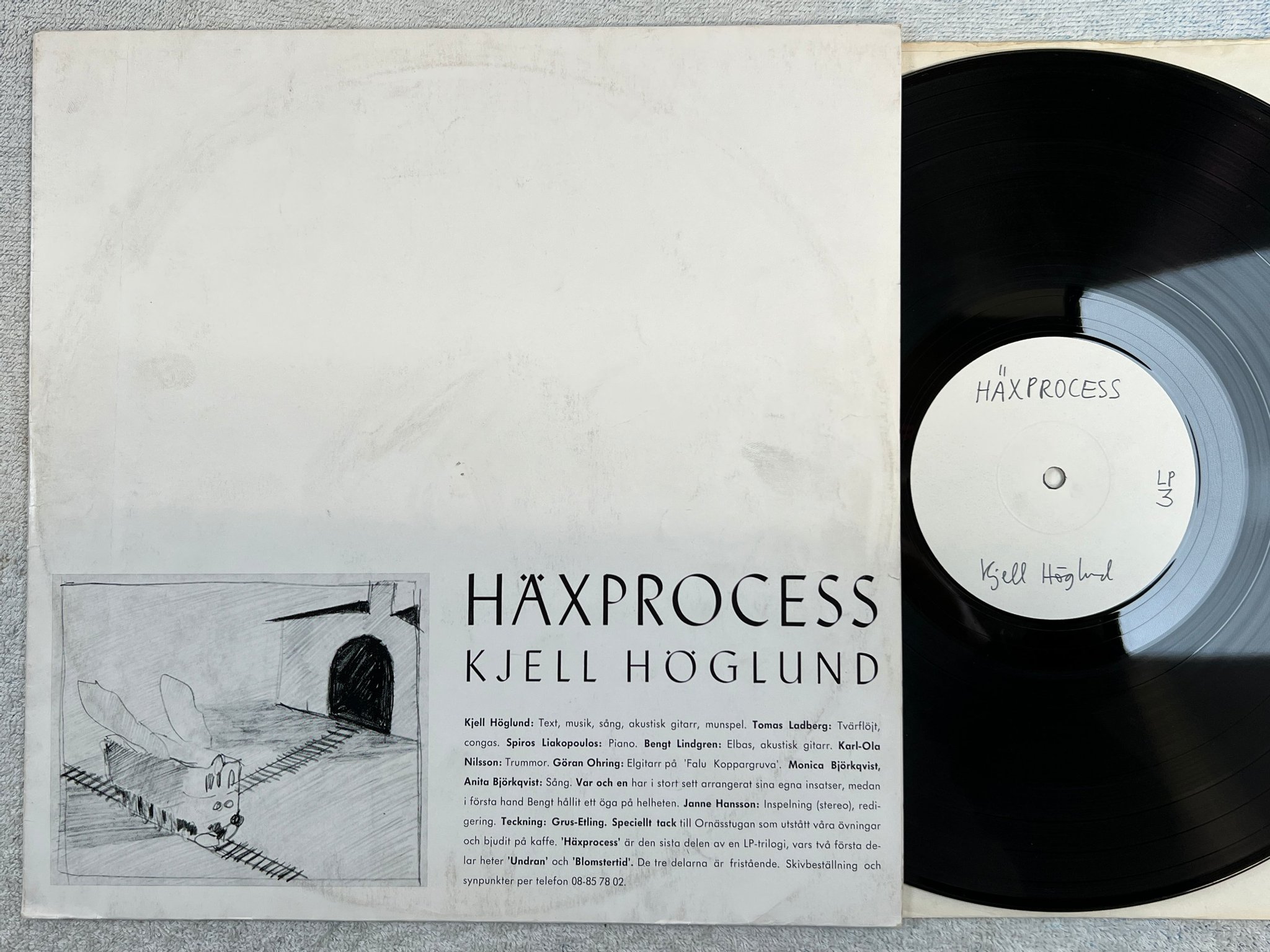 Omslagsbild för skivan KJELL HÖGLUND häxprocess LP -73 private HANDWRITTEN LABEL 