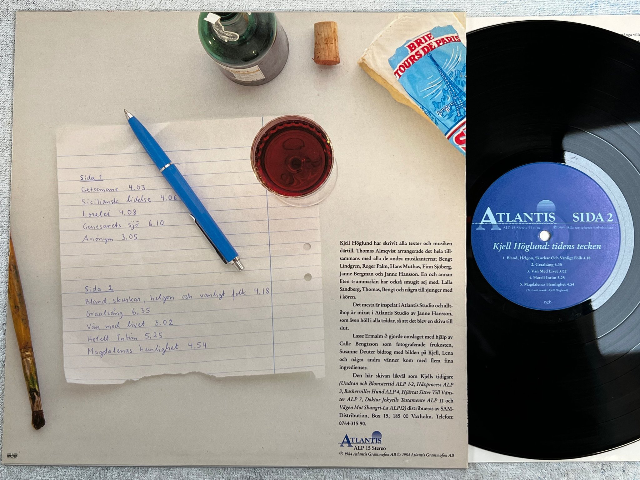 Omslagsbild för skivan KJELL HÖGLUND tidens tecken LP -84 ATLANTIS ALP 15