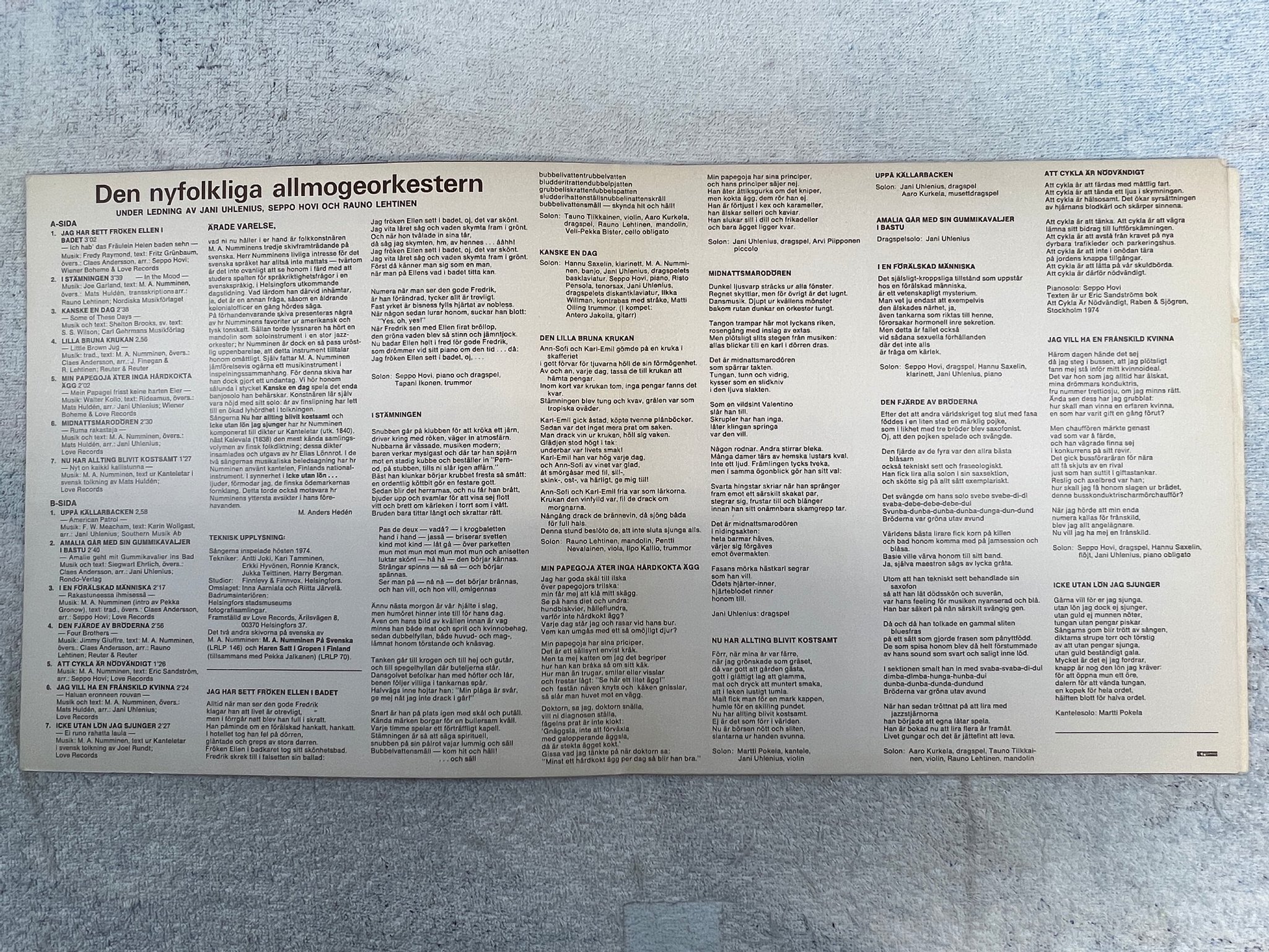 Omslagsbild för skivan M.A. NUMMINEN jag har sett fröken Ellen i badet LP Fin LOVE LRLP 125