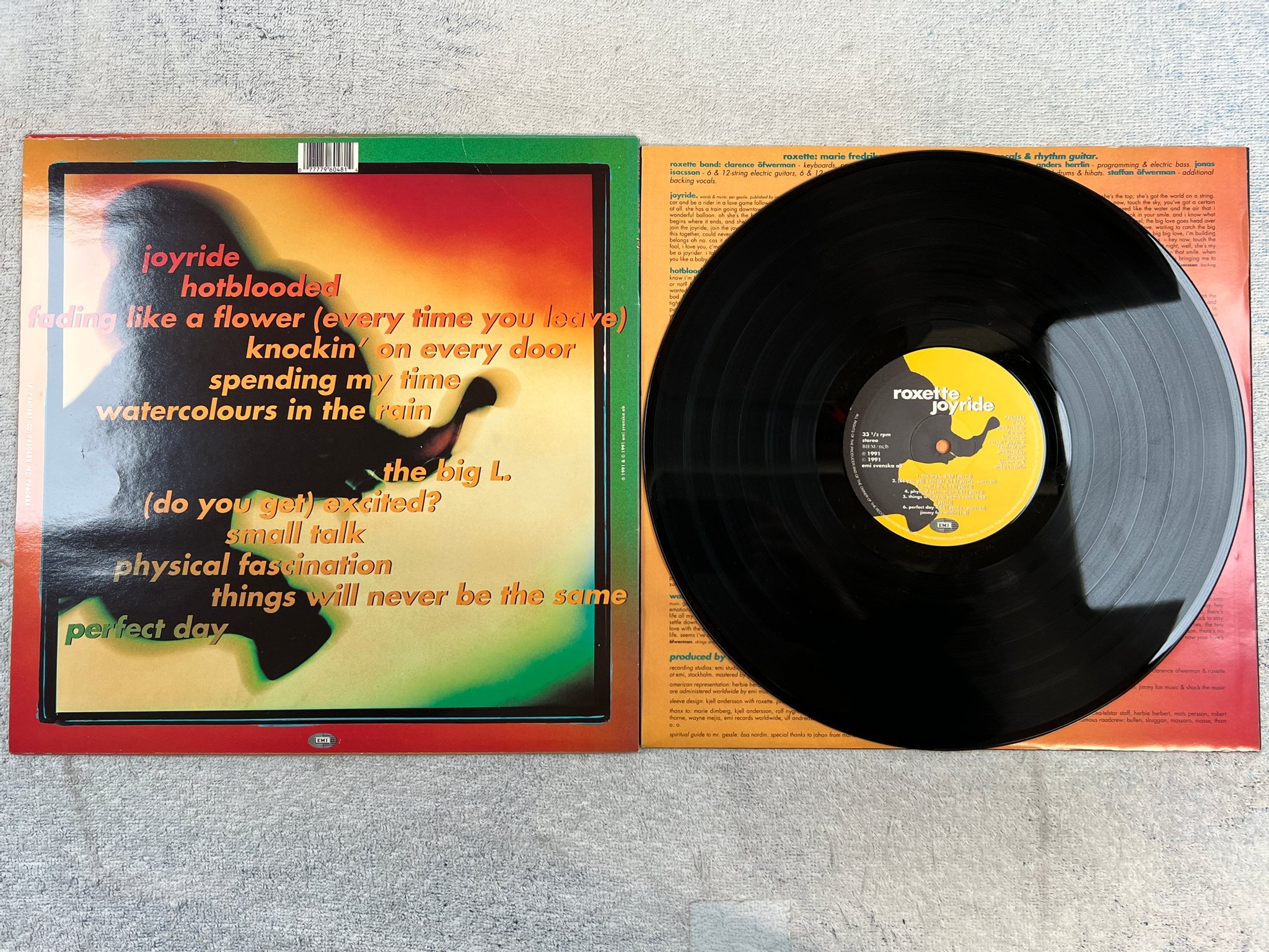 Omslagsbild för skivan ROXETTE Joyride LP -91 EMI 7960481 