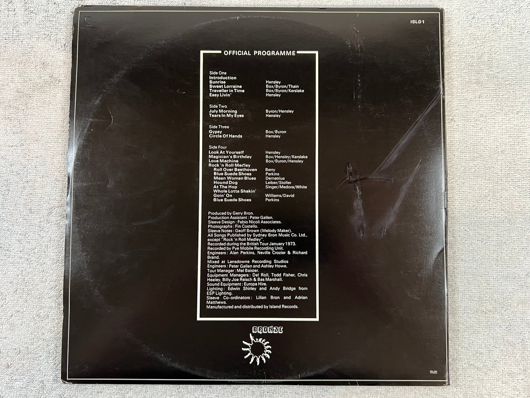 Omslagsbild för skivan URIAH HEEP live 2xLP -73 ncb ISLAND ISLD-1 