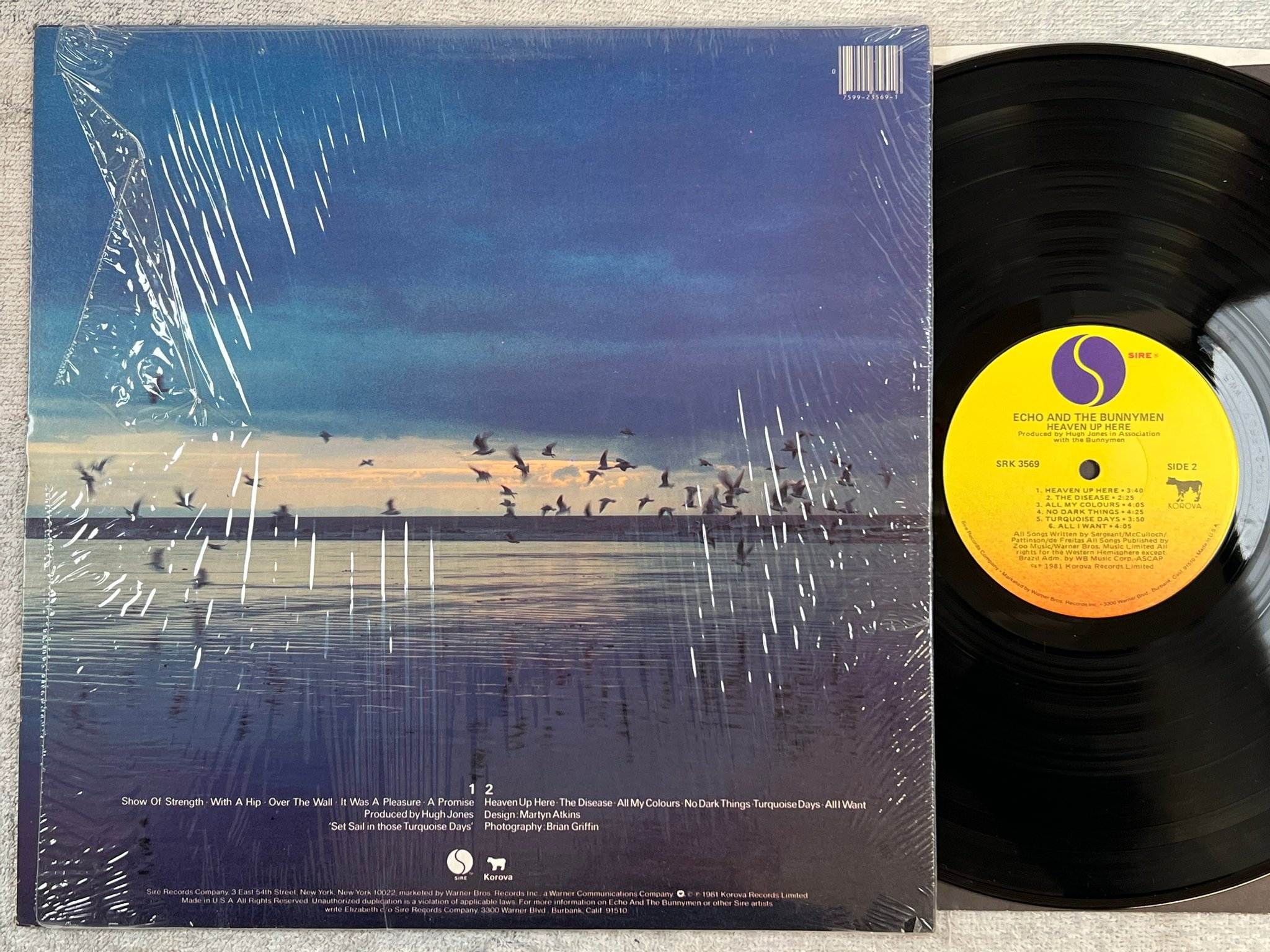 Omslagsbild för skivan ECHO & THE BUNNYMEN heaven up here LP -81 US SIRE SRK 3569