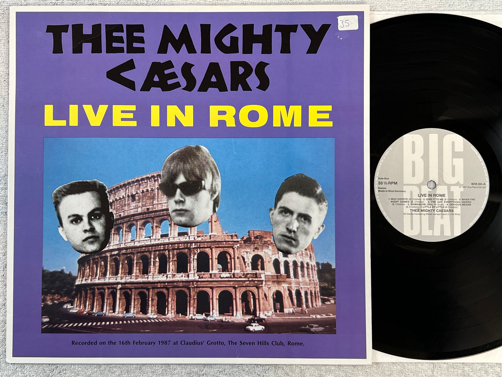 Omslagsbild för skivan THEE MIGHTY CAESARS live in Rome LP -87 Ger BIG BEAT WIK 60