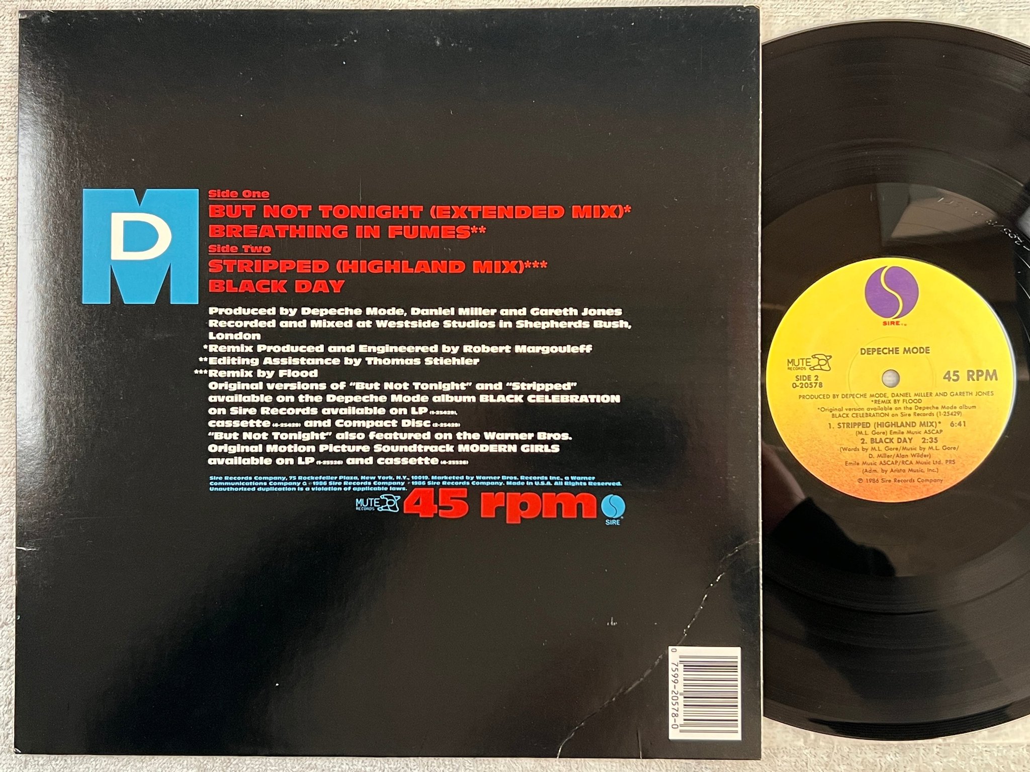 Omslagsbild för skivan DEPECHE MODE But Not Tonight 12"single -86 US SIRE 0-20578
